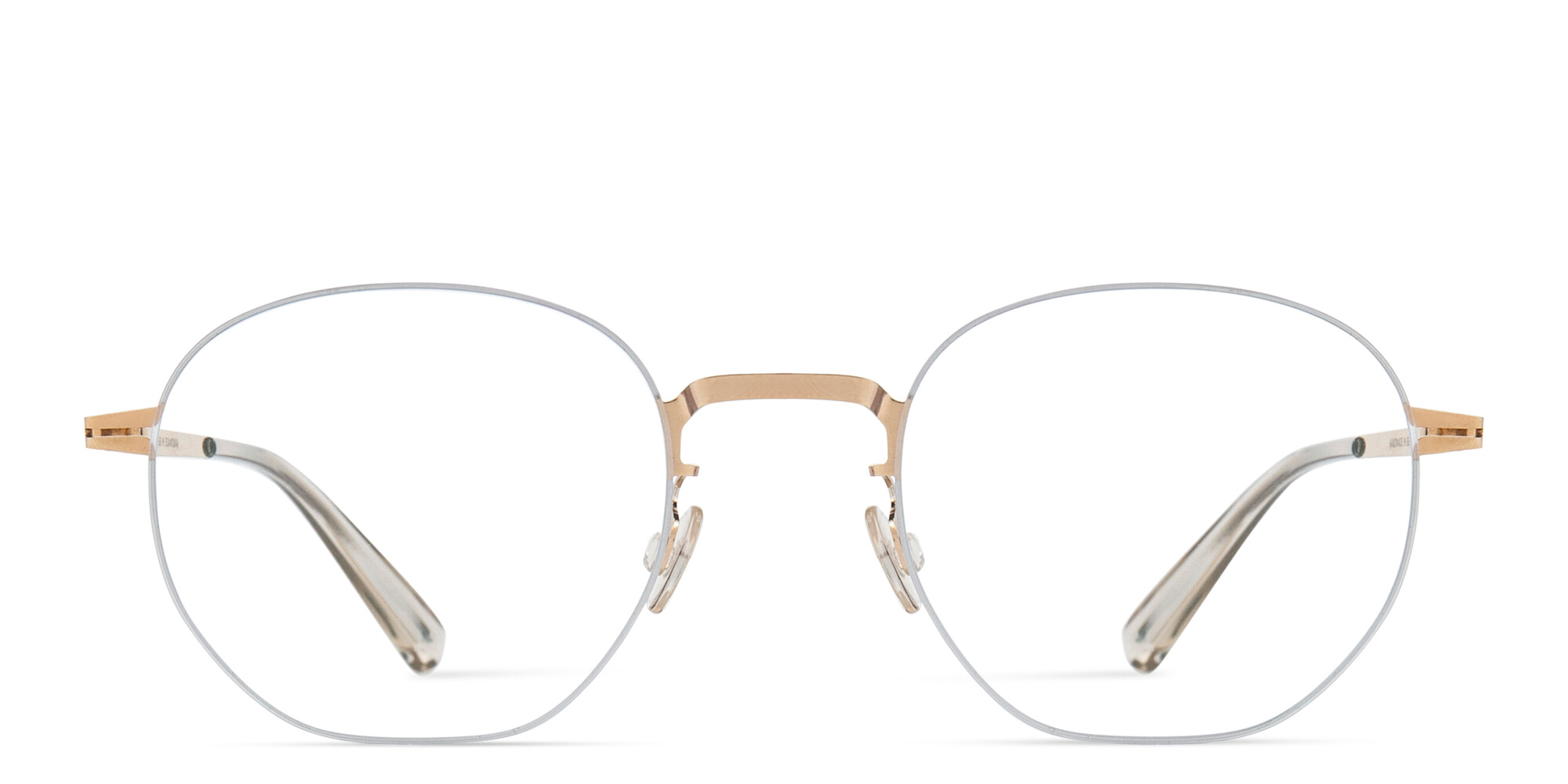 Shop MYKITA Unisex Wataru Rimless Round Eyeglasses in Beige online.