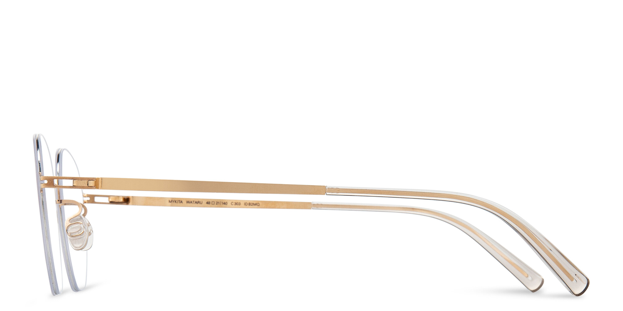 Shop MYKITA Unisex Wataru Rimless Round Eyeglasses in Beige online.