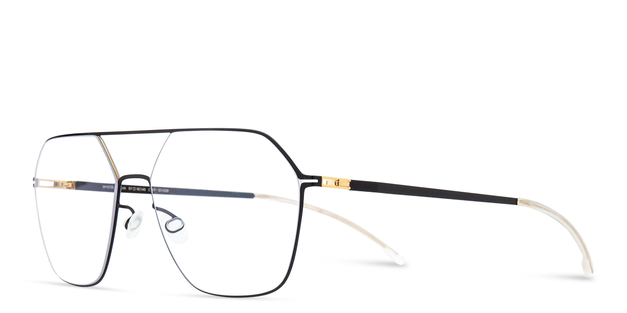 Shop MYKITA Unisex Jelva Wide Aviator Eyeglasses in Black online.