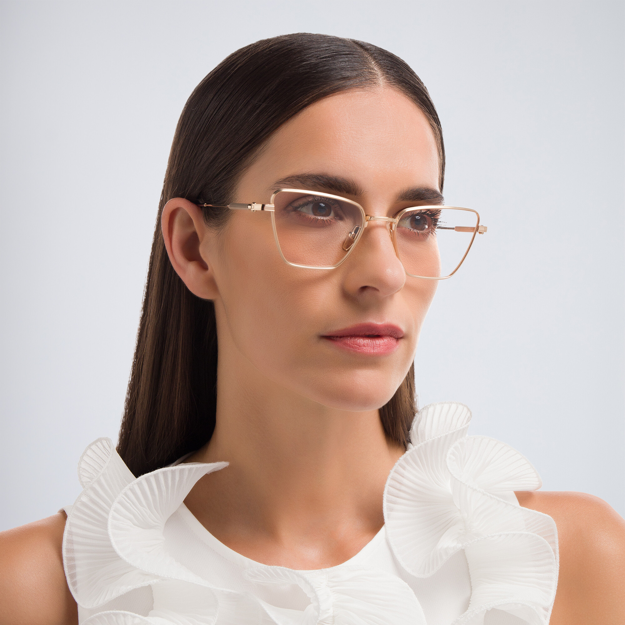 AKONI Cat-Eye Eyeglasses in Gold – Product Photo 6