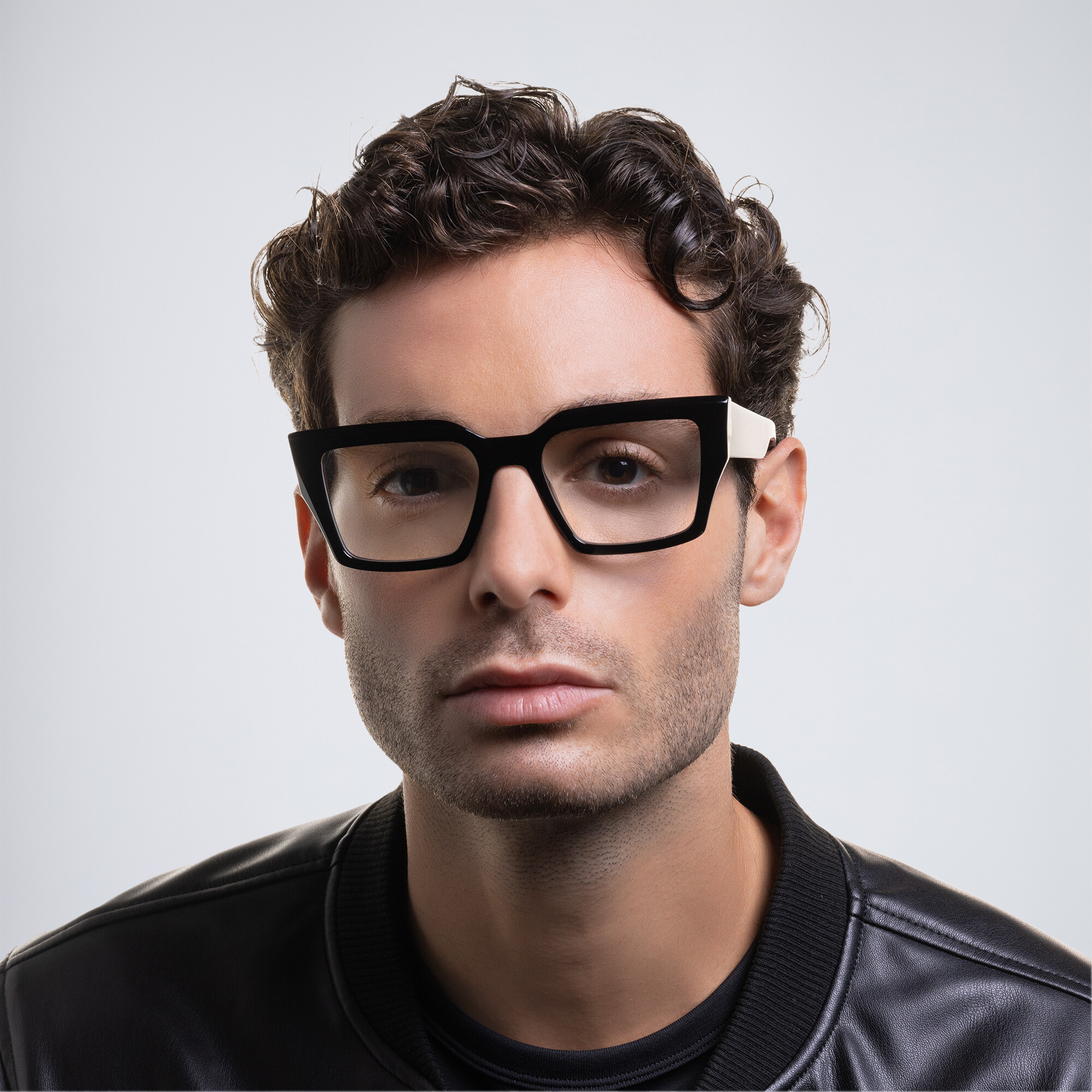 Shop BALMAIN Unisex Square Eyeglasses in Black online.