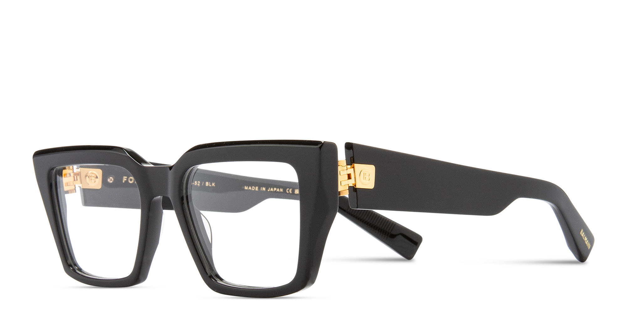 Shop BALMAIN Unisex Square Eyeglasses in Black online.