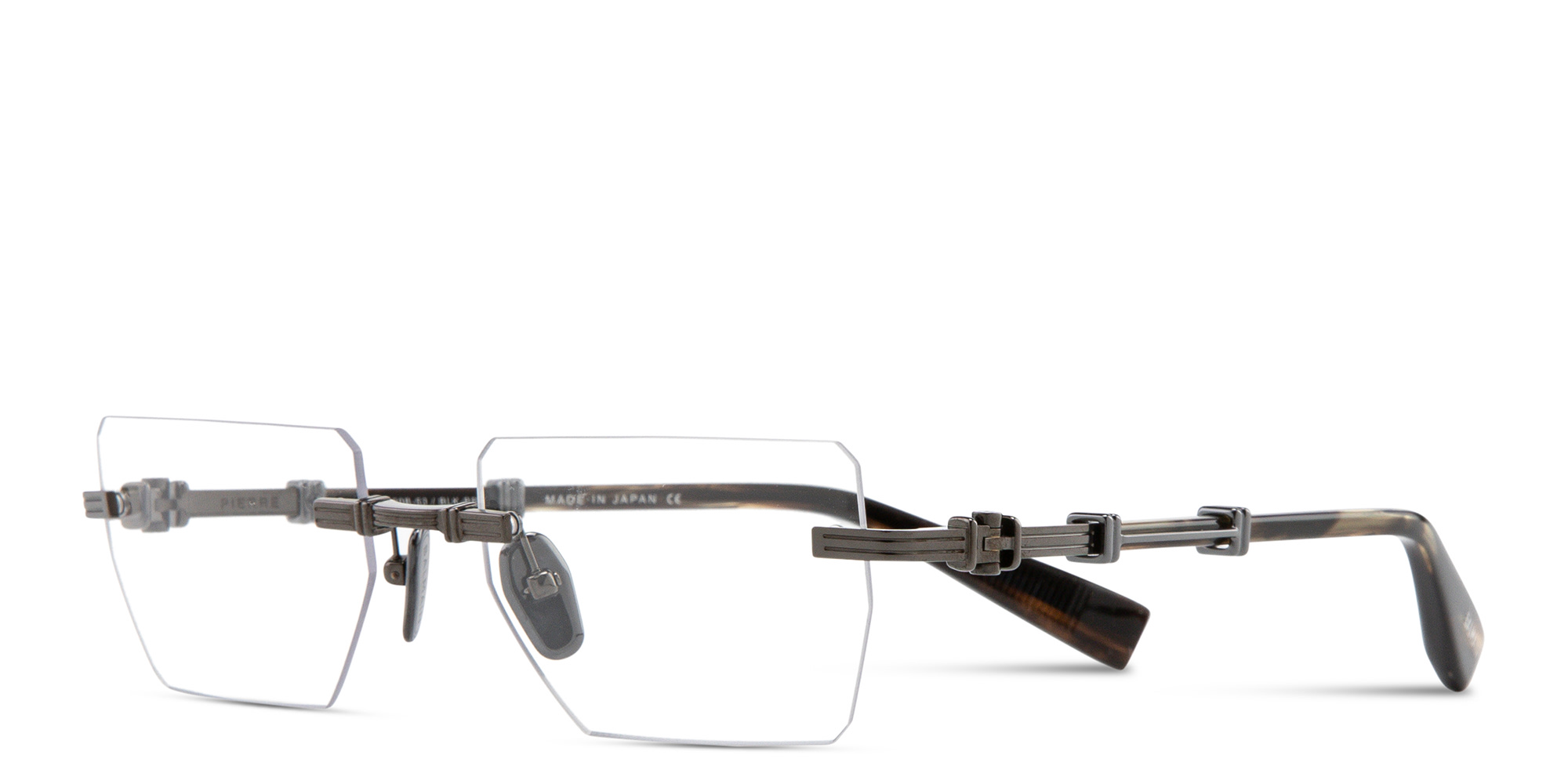 BALMAIN Unisex Rimless Rectangle Eyeglasses in Black – Product Photo 2