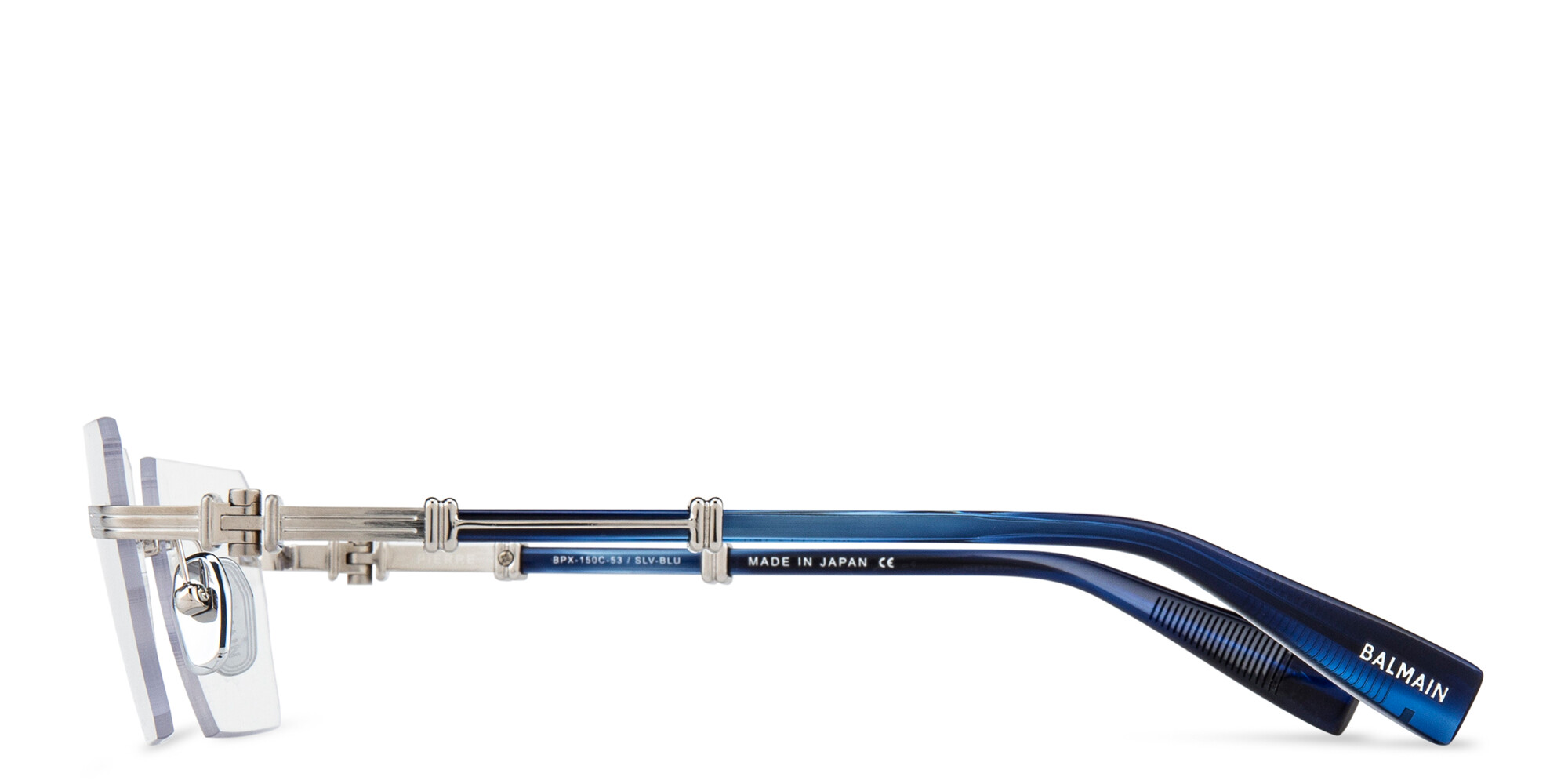 Shop BALMAIN Unisex Rimless Rectangle Eyeglasses in Silver online.