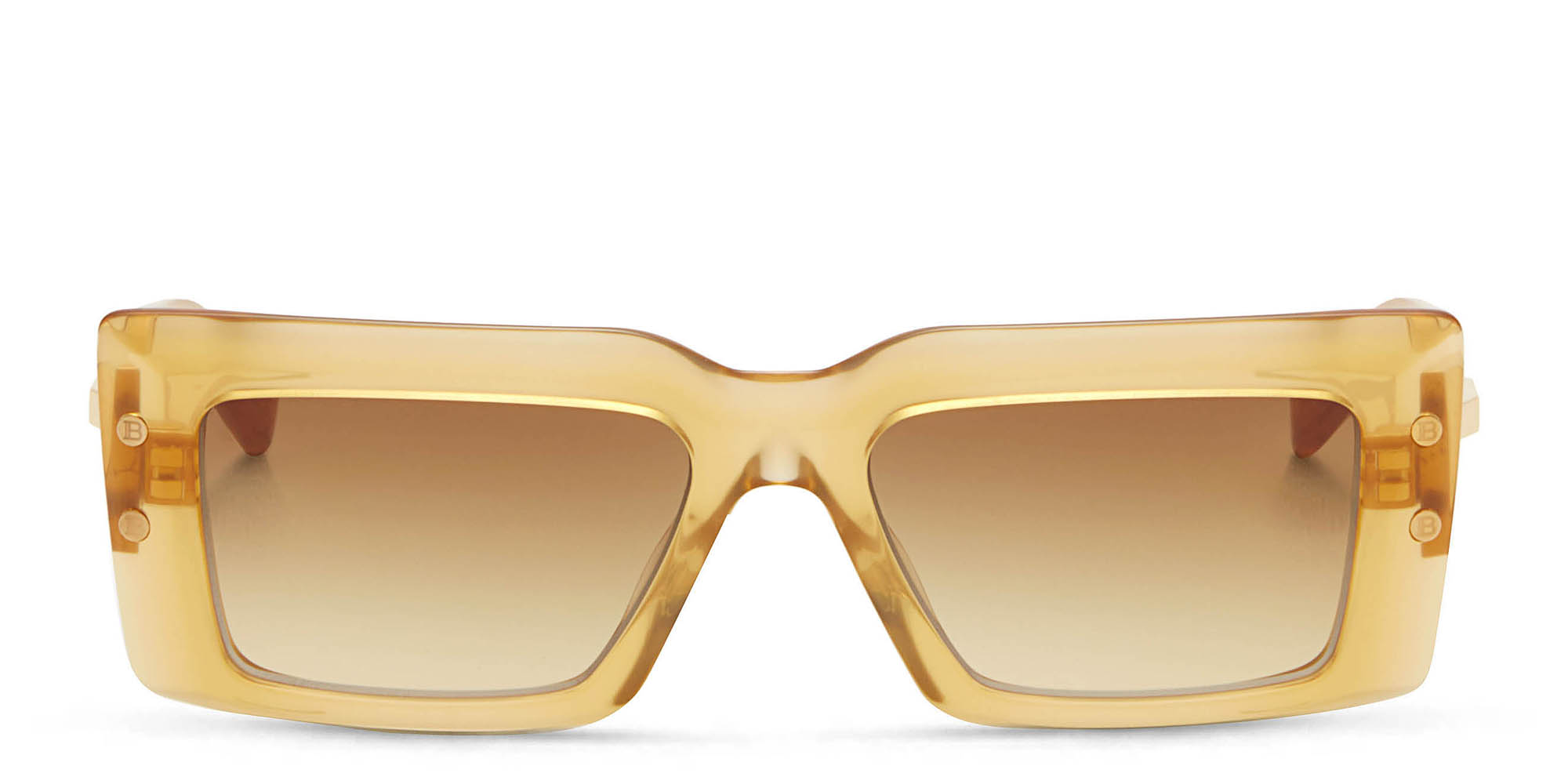 Shop BALMAIN Rectangle Sunglasses in Yellow online.