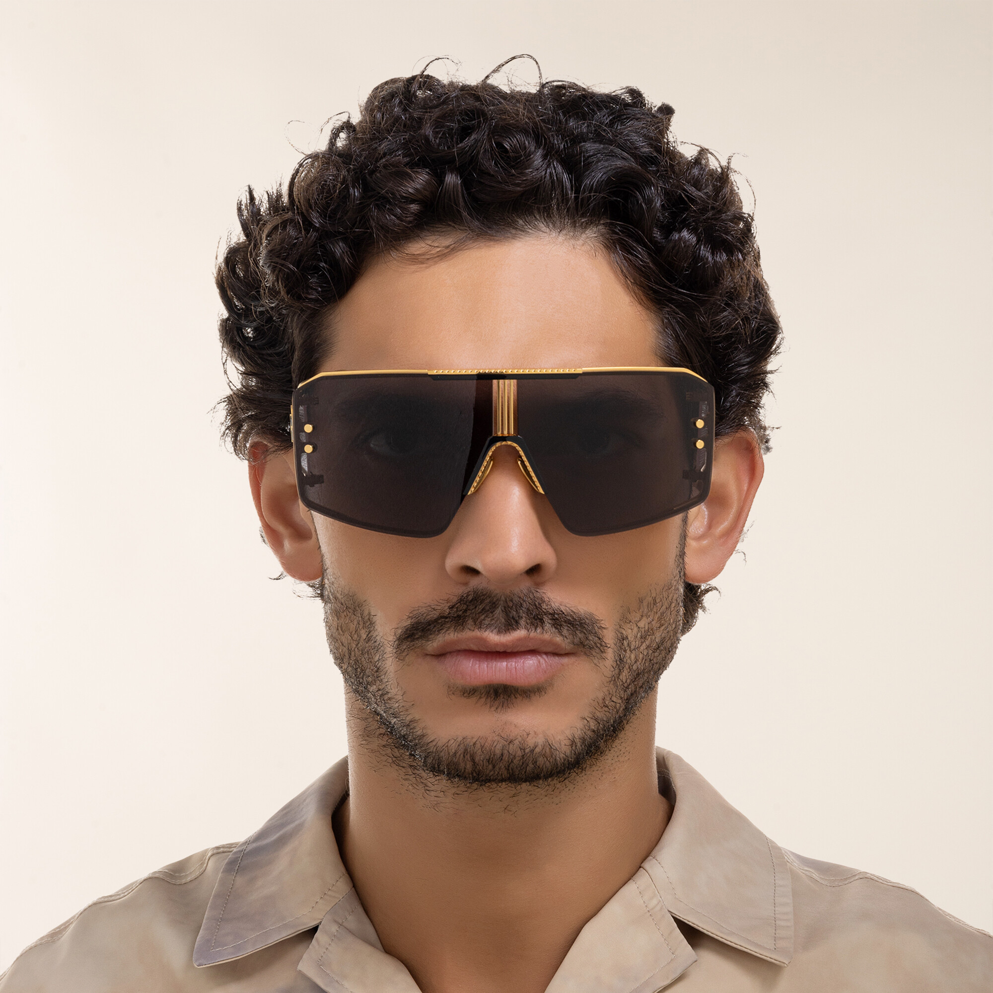 Shop BALMAIN Unisex Wide Irregular Sunglasses in Black online.