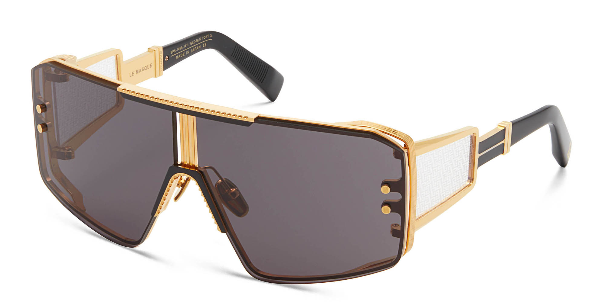 Shop BALMAIN Unisex Wide Irregular Sunglasses in Black online.