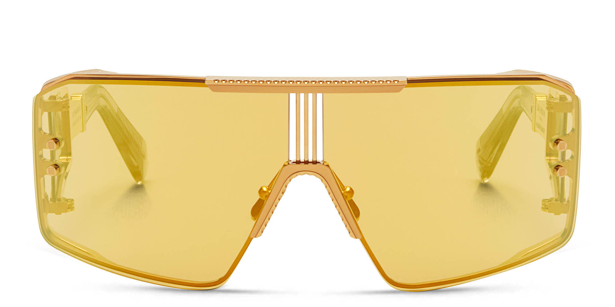 BALMAIN Unisex Wide Irregular Sunglasses in Gold – Product Photo 1