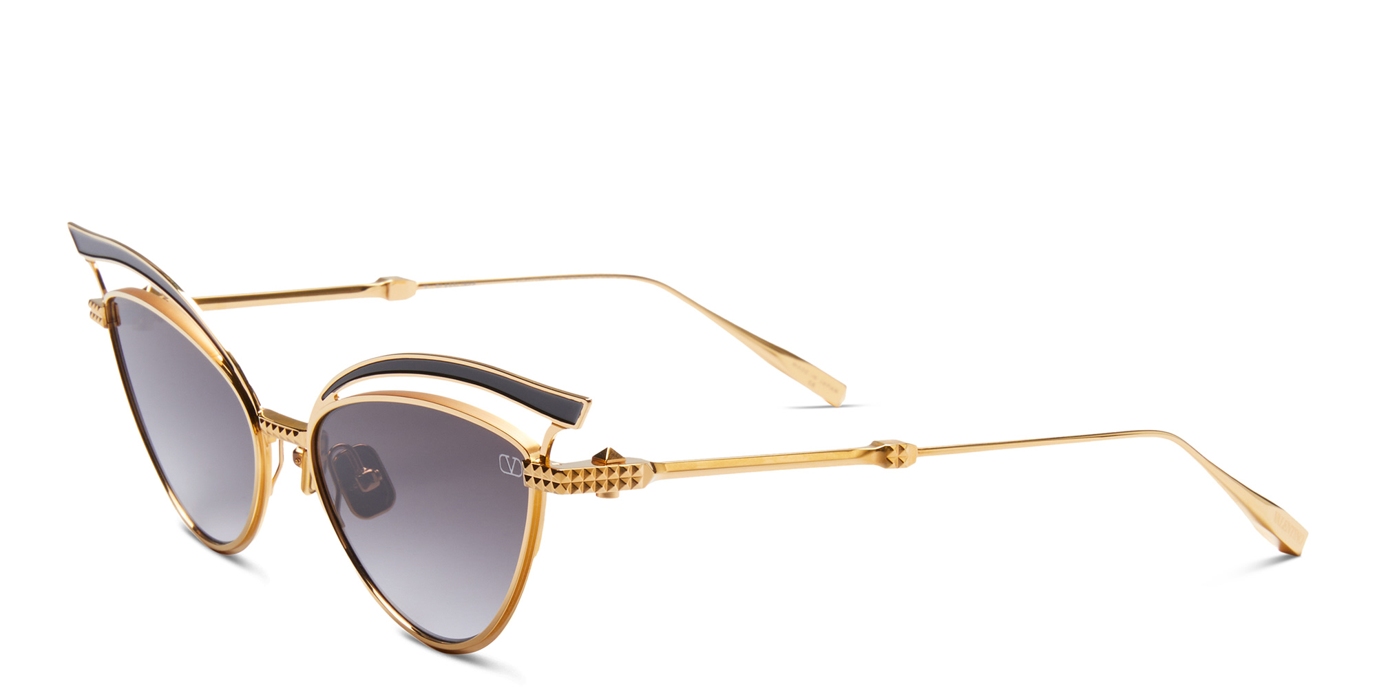 Shop VALENTINO Cat-Eye Sunglasses in Black online.