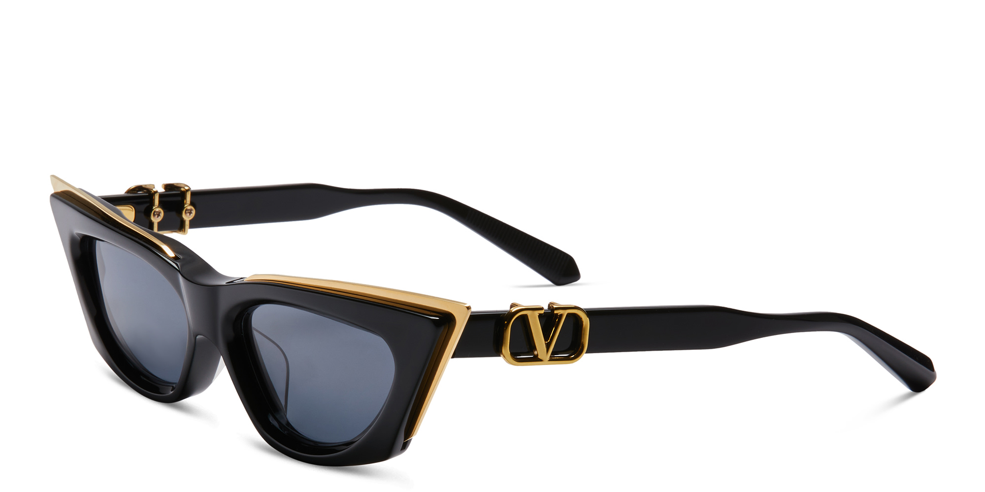Shop VALENTINO Cat-Eye Sunglasses in Black online.