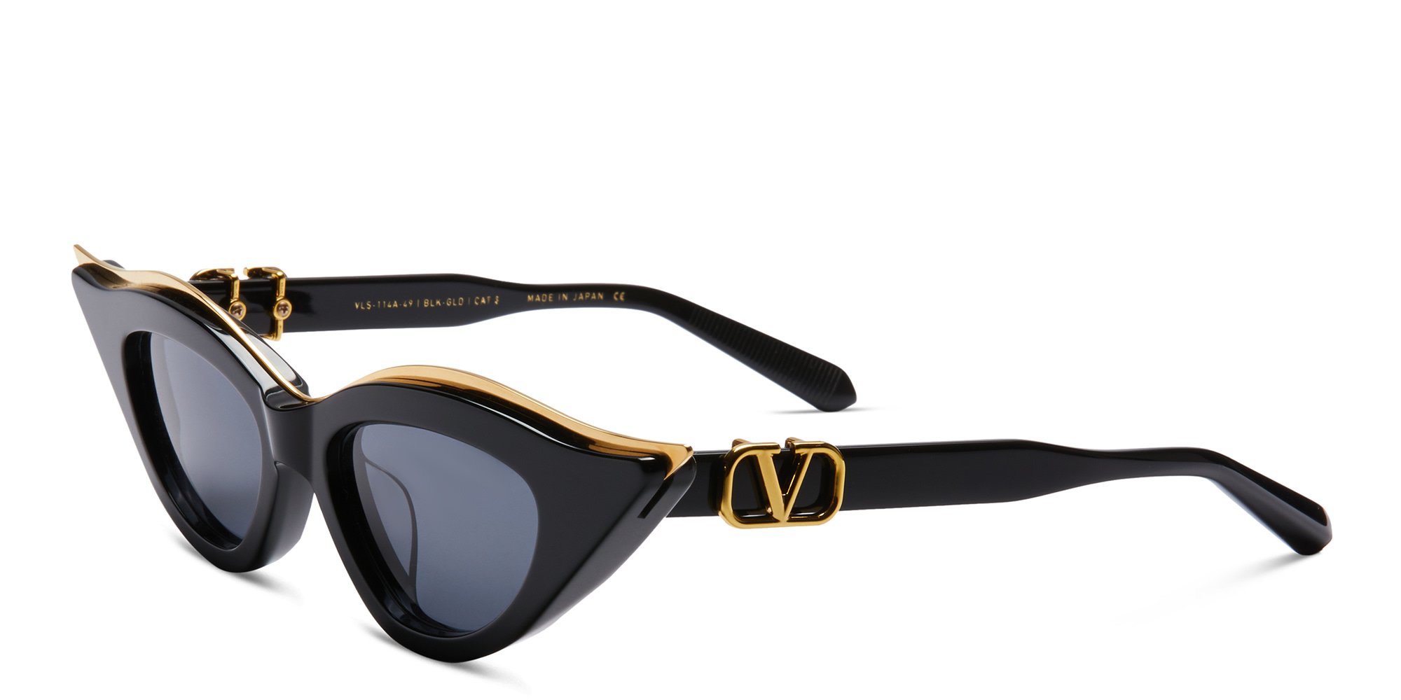 Shop VALENTINO Cat-Eye Sunglasses in Black online.