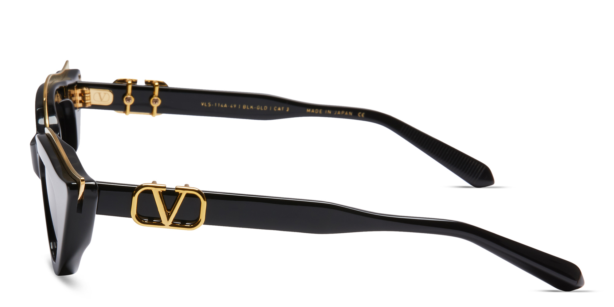 Shop VALENTINO Cat-Eye Sunglasses in Black online.