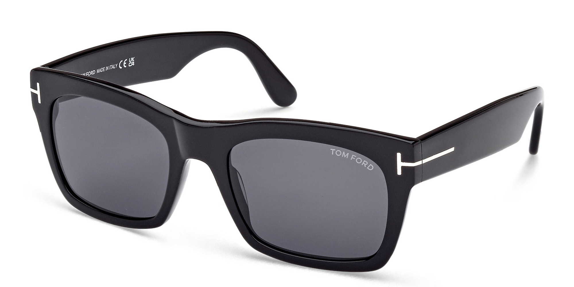 Shop TOM FORD Rectangle Sunglasses in Shiny Black online.