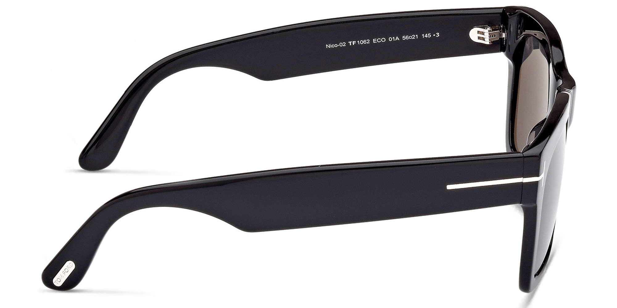 Shop TOM FORD Rectangle Sunglasses in Shiny Black online.