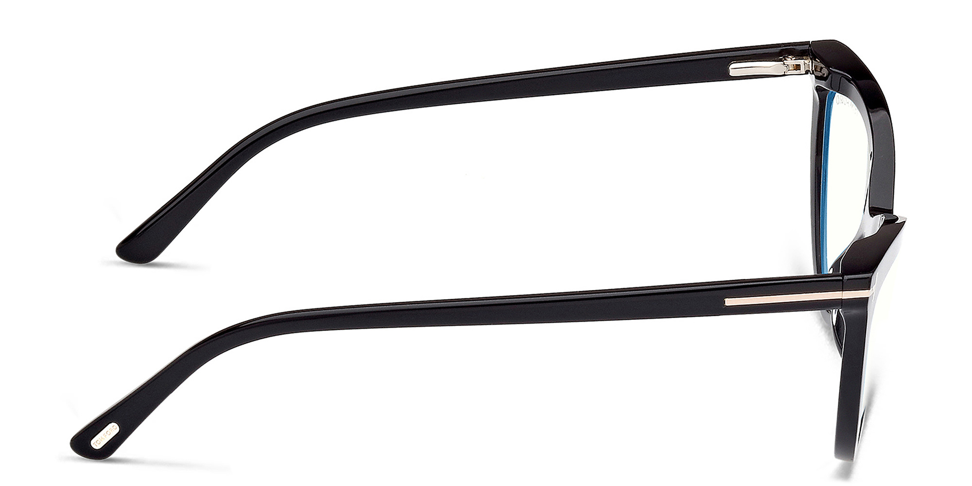 Shop TOM FORD Wide Cat-Eye Eyeglasses in Shiny Black online.