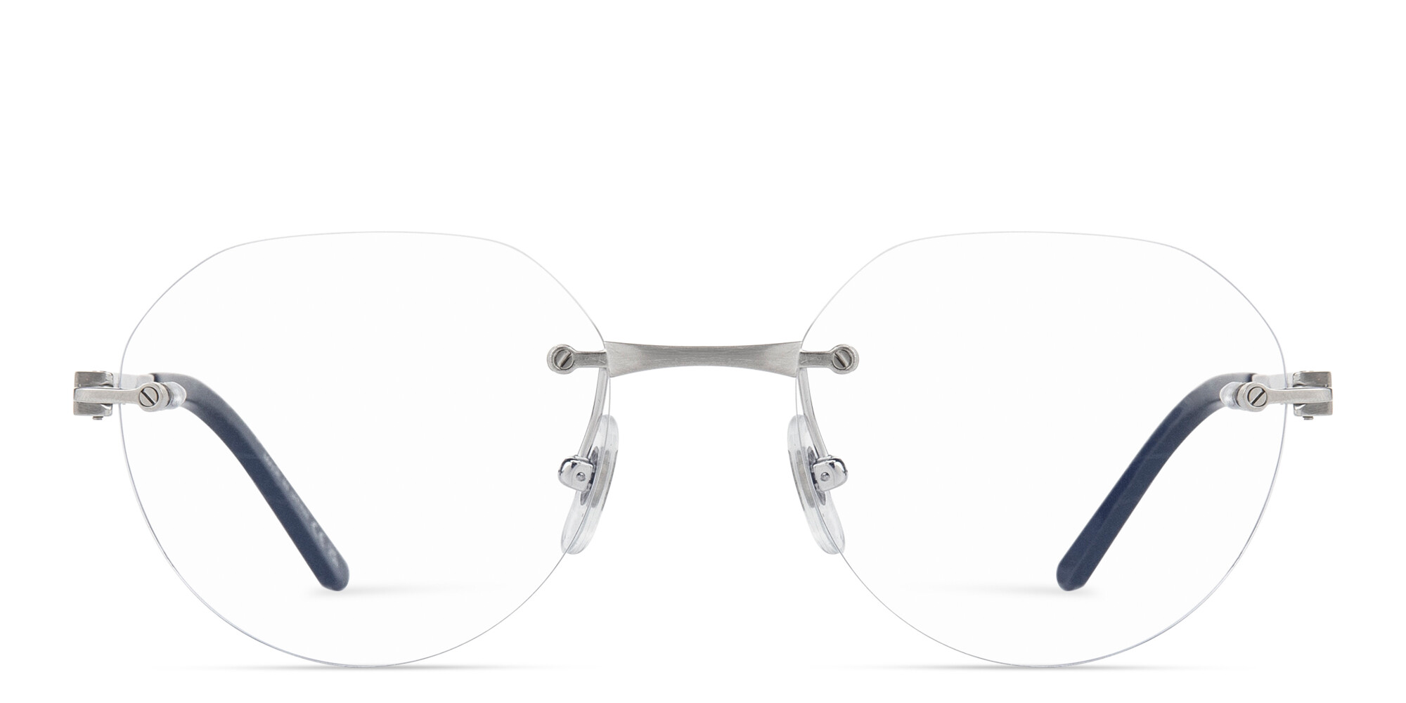 Cartier Santos de Cartier Round Eyeglasses in Silver – Product Photo 1
