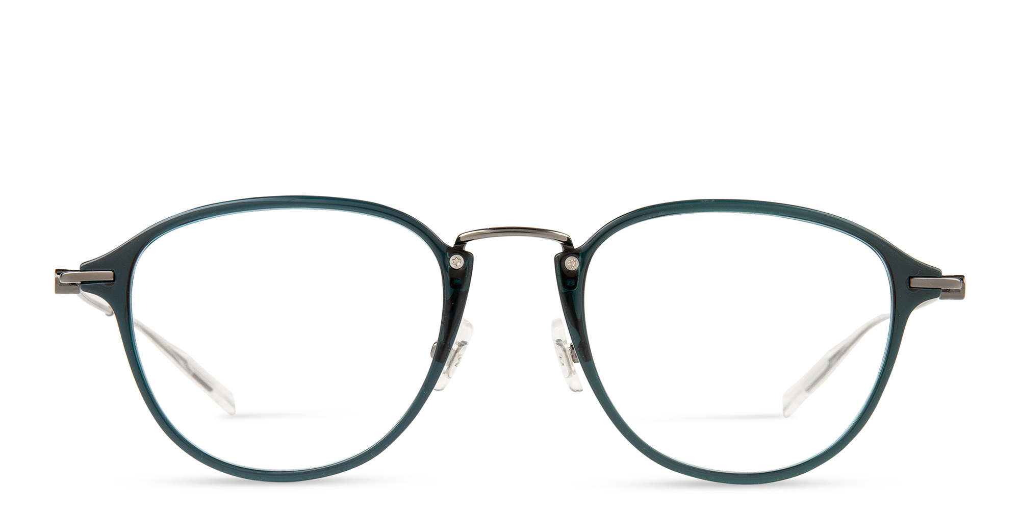 Shop MONTBLANC Round Eyeglasses in Ruthenium online.