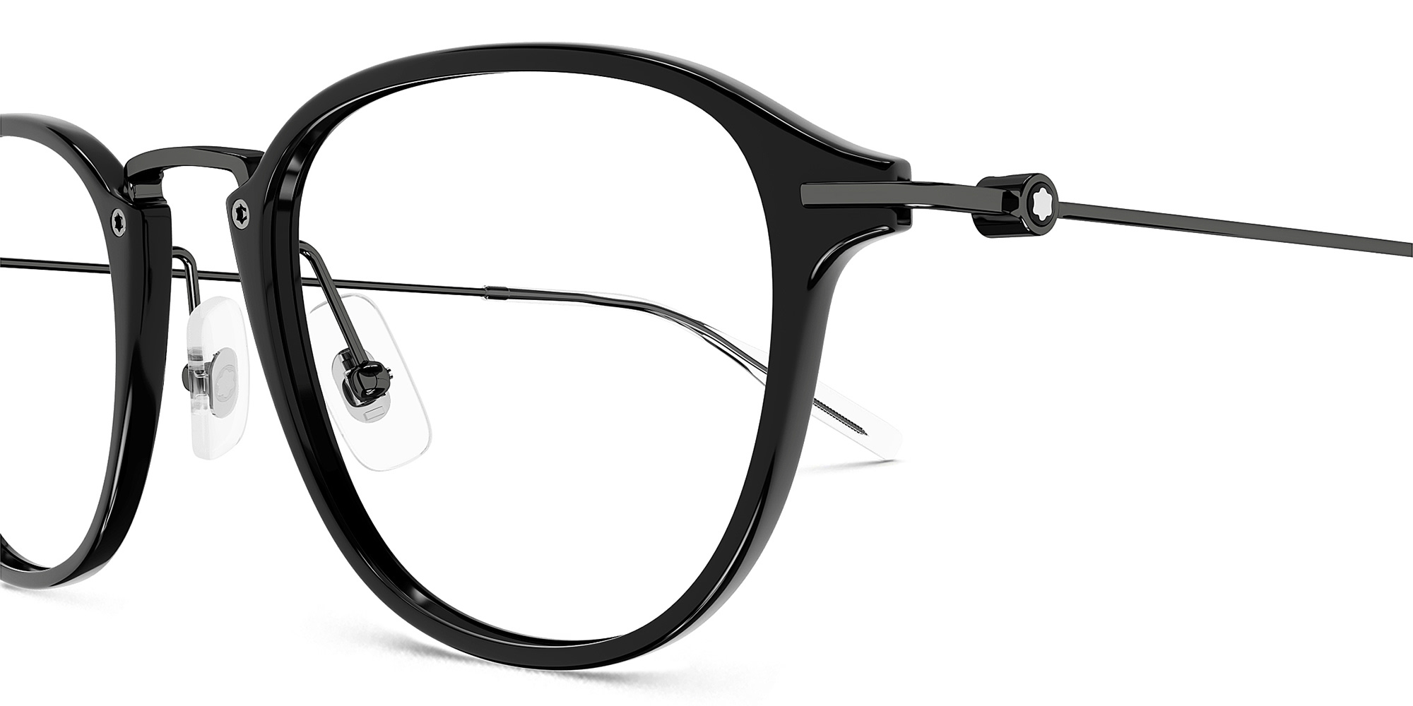 MONTBLANC Snowcap Round Eyeglasses in Black – Product Photo 3