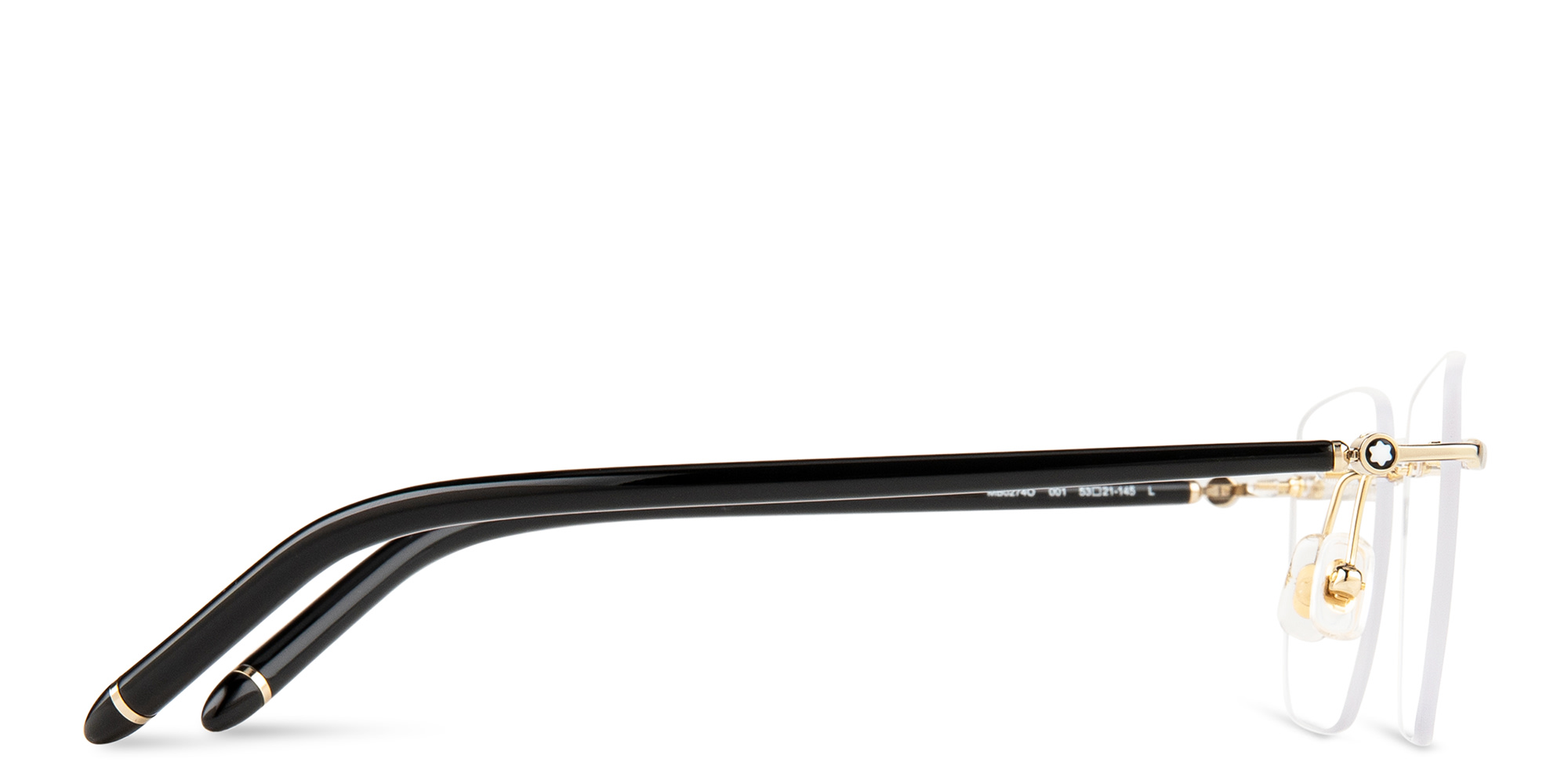 Shop MONTBLANC Rimless Rectangle Eyeglasses in Black online.