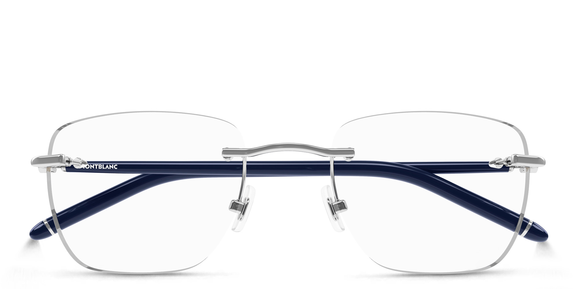 Shop MONTBLANC Rimless Rectangle Eyeglasses in Silver online.