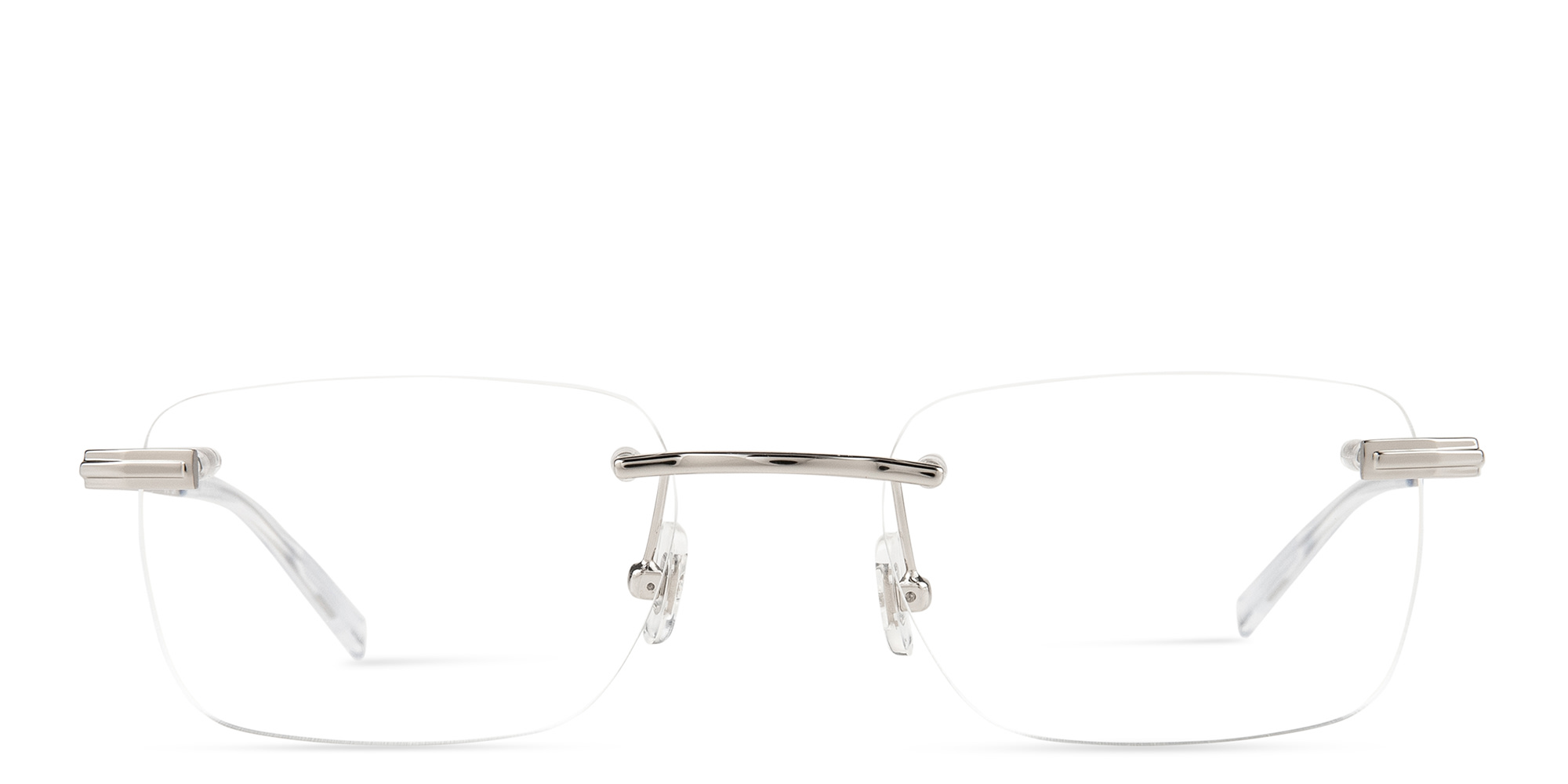 Shop MONTBLANC Rimless Rectangle Eyeglasses in Silver online.