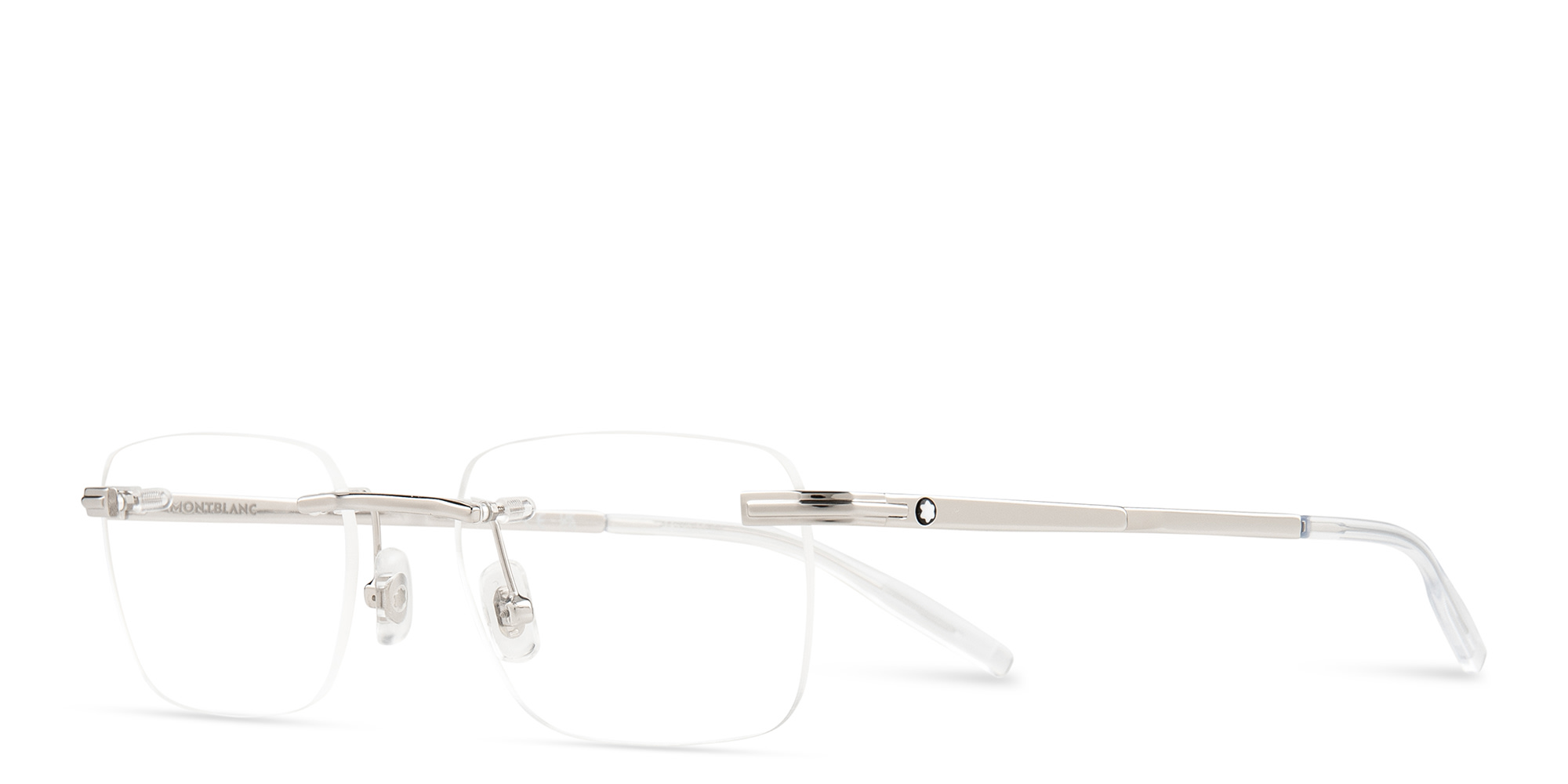 Shop MONTBLANC Rimless Rectangle Eyeglasses in Silver online.