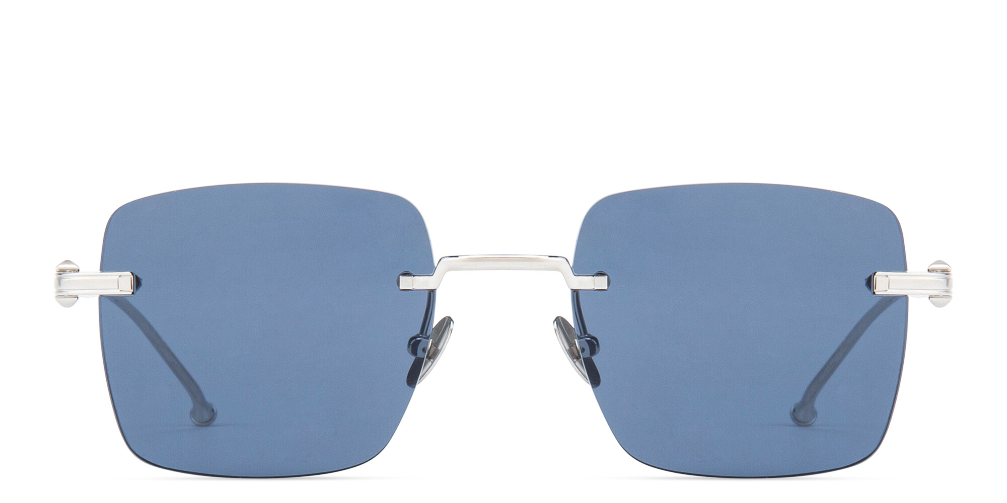 Shop Cartier Pasha de Cartier Rimless Rectangle Sunglasses in Silver online.