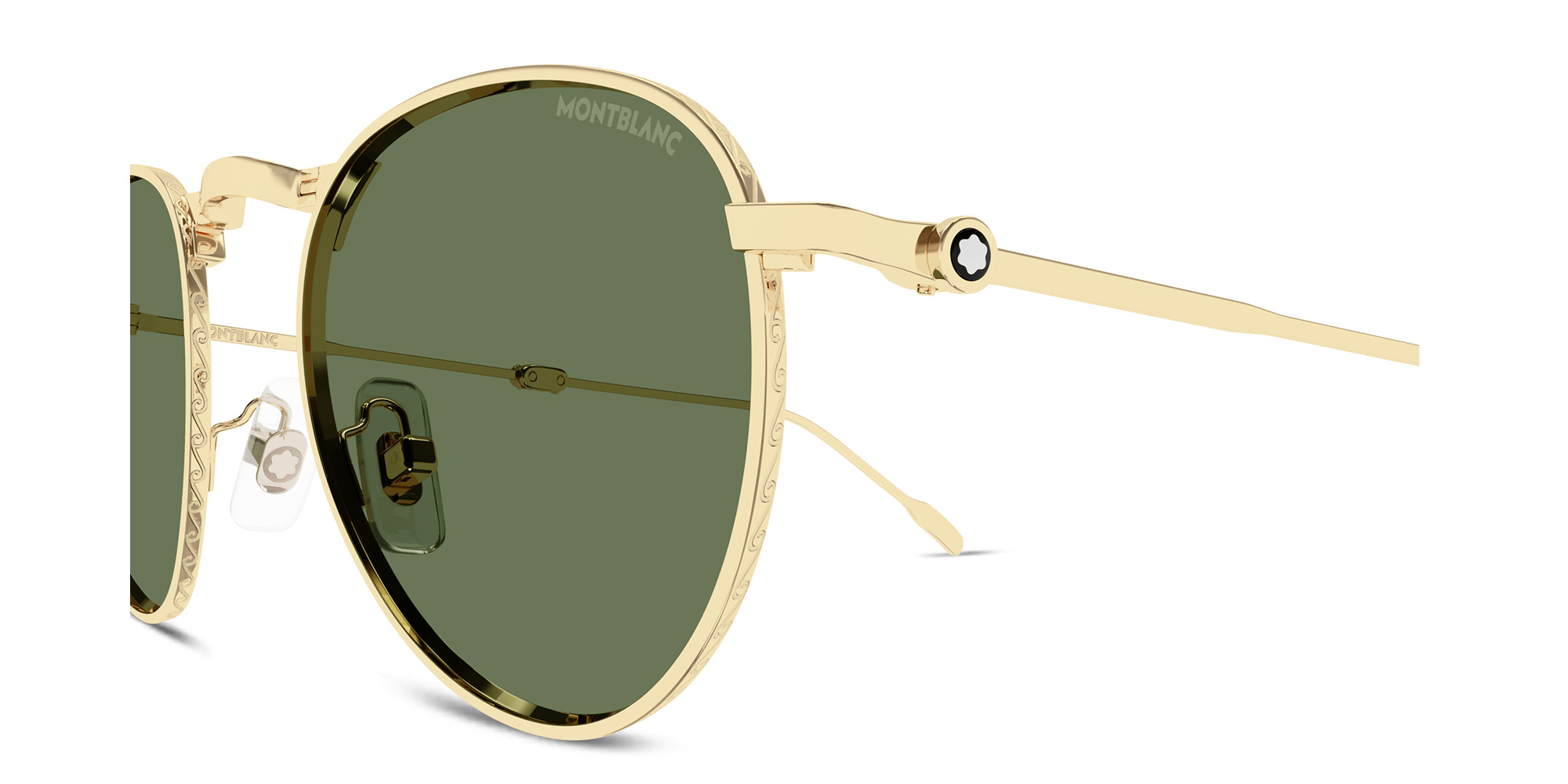 Shop MONTBLANC Round Sunglasses in Gold online.