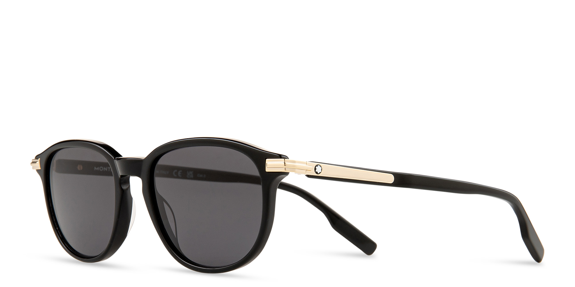 Shop MONTBLANC Round Sunglasses in Black online.