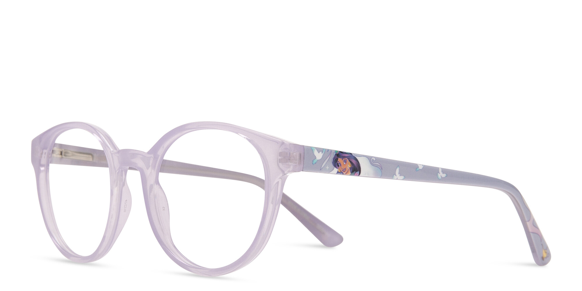 EYE'M Disney Jasmine Kids Round Eyeglasses in Lilac – Product Photo 2