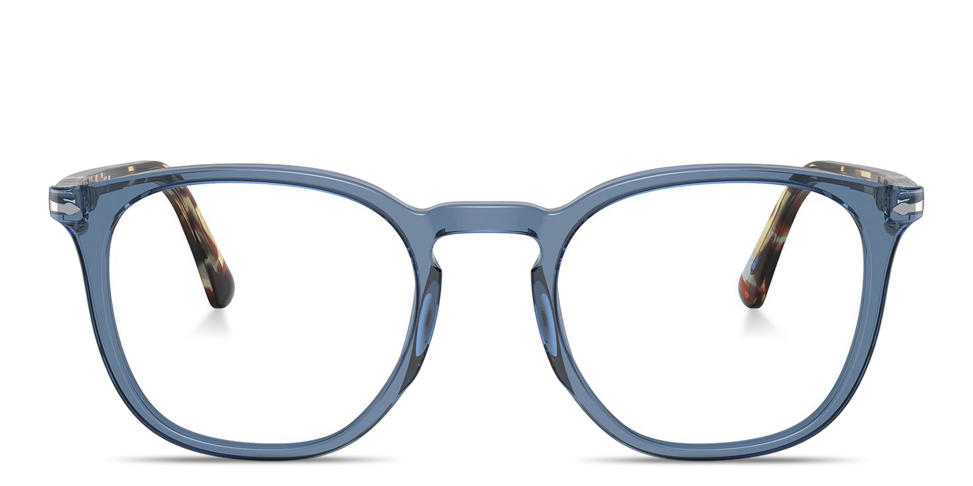 Shop PERSOL Arrow Unisex Round Eyeglasses in Transparent Navy Blue online.