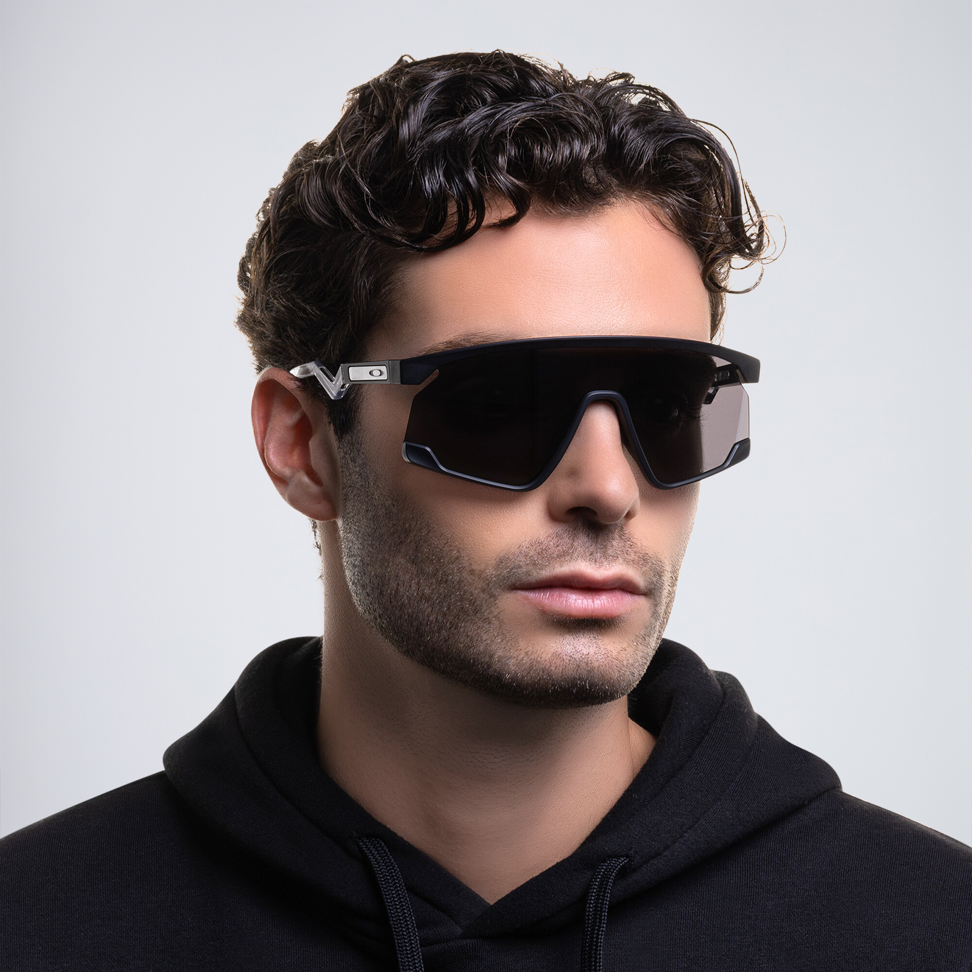 Shop Oakley Unisex Half-Rim Mask Sunglasses in Matte Black online.