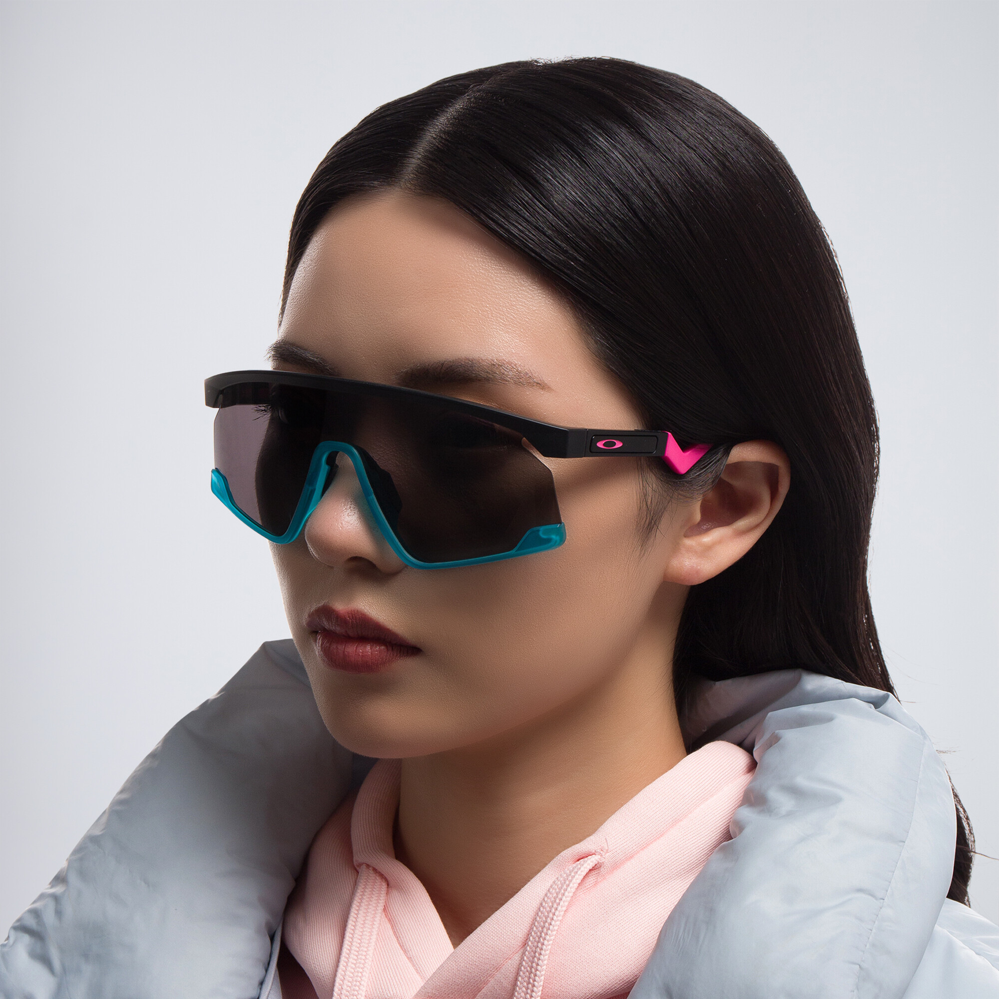 Shop Oakley Unisex Half-Rim Mask Sunglasses in Black online.