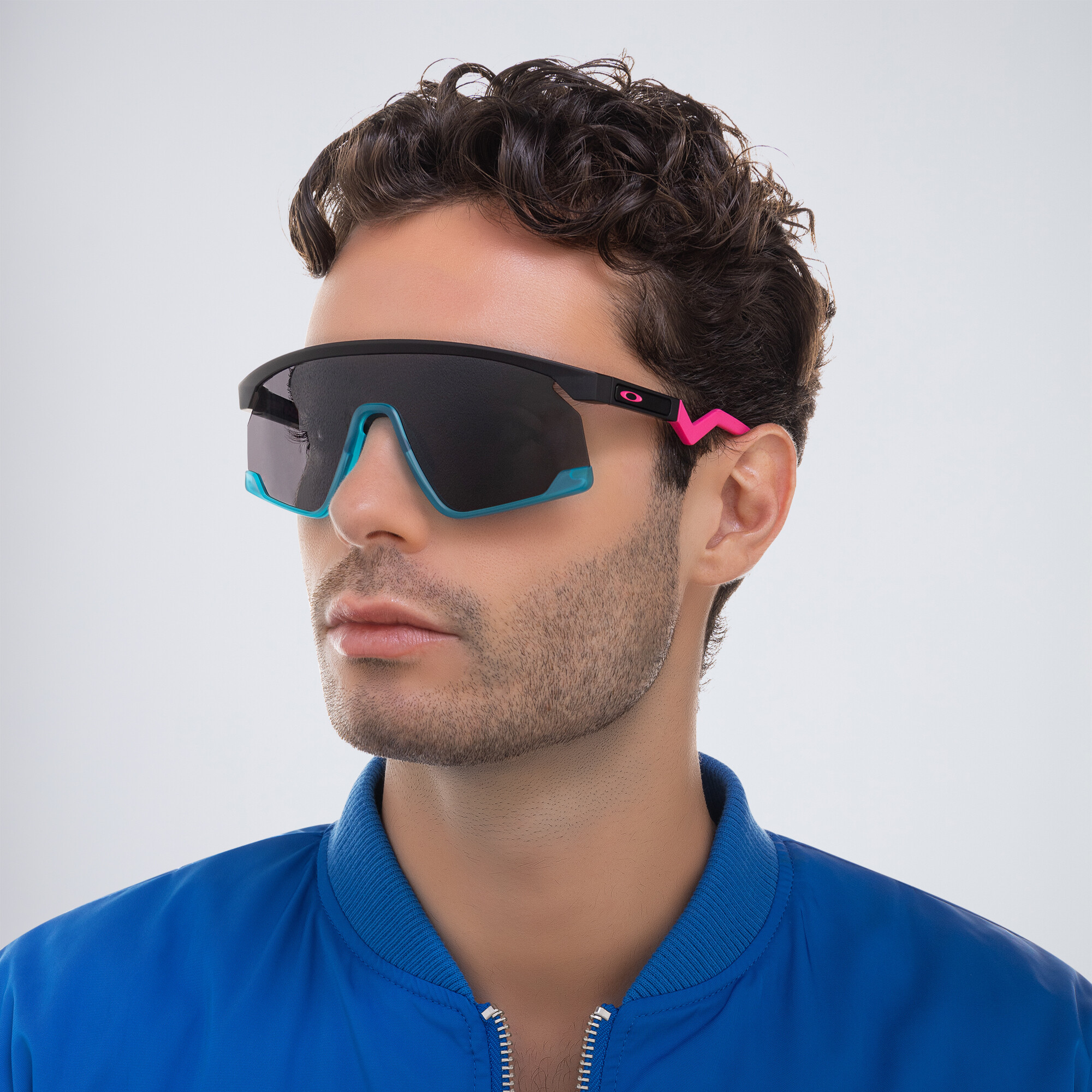 Shop Oakley Unisex Half-Rim Mask Sunglasses in Black online.