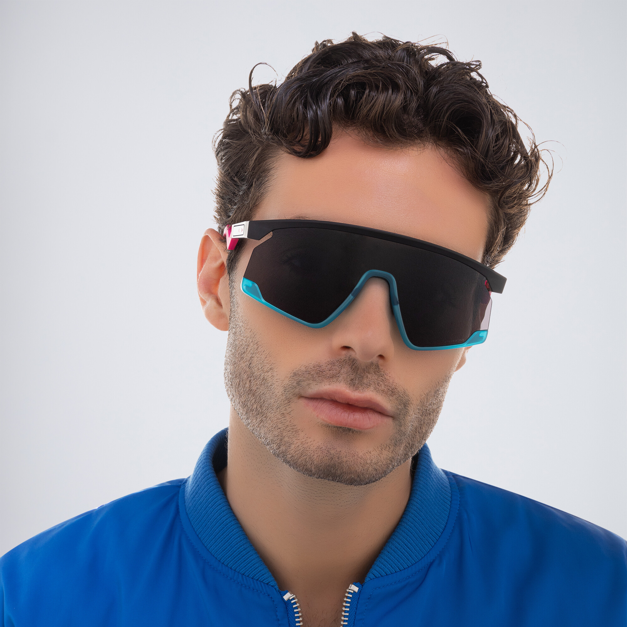 Shop Oakley Unisex Half-Rim Mask Sunglasses in Black online.