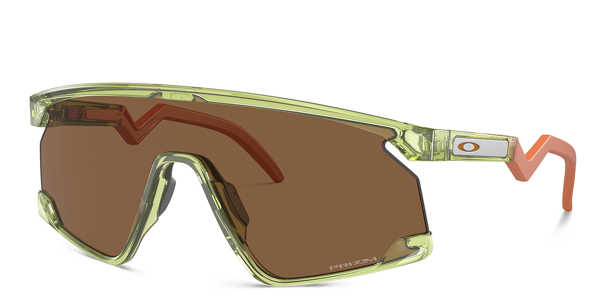 Shop Oakley BXTR Half-Rim Mask Sunglasses in Shiny Transparent Green online.