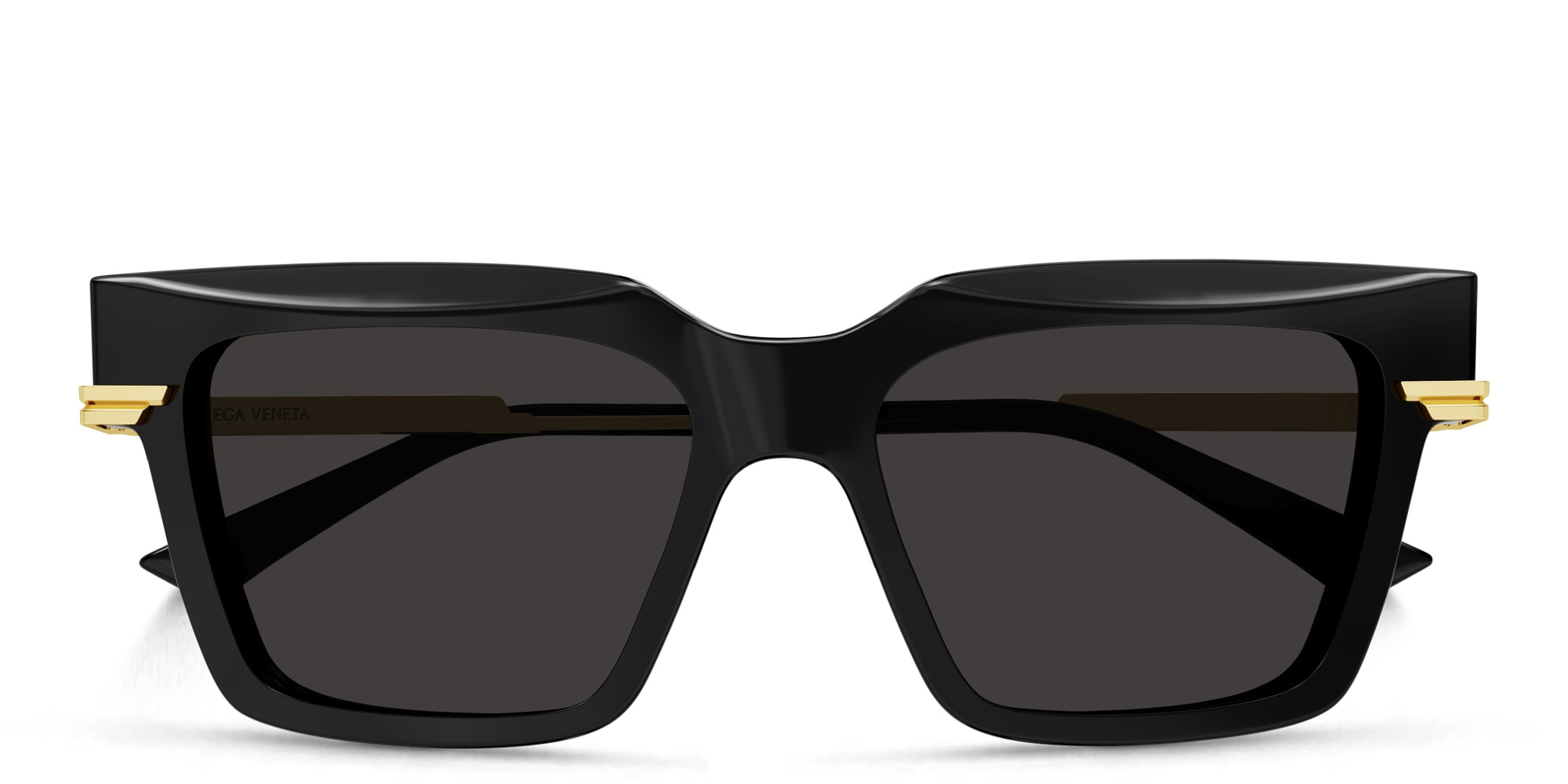 Shop BOTTEGA VENETA Rectangle Sunglasses in Black online.