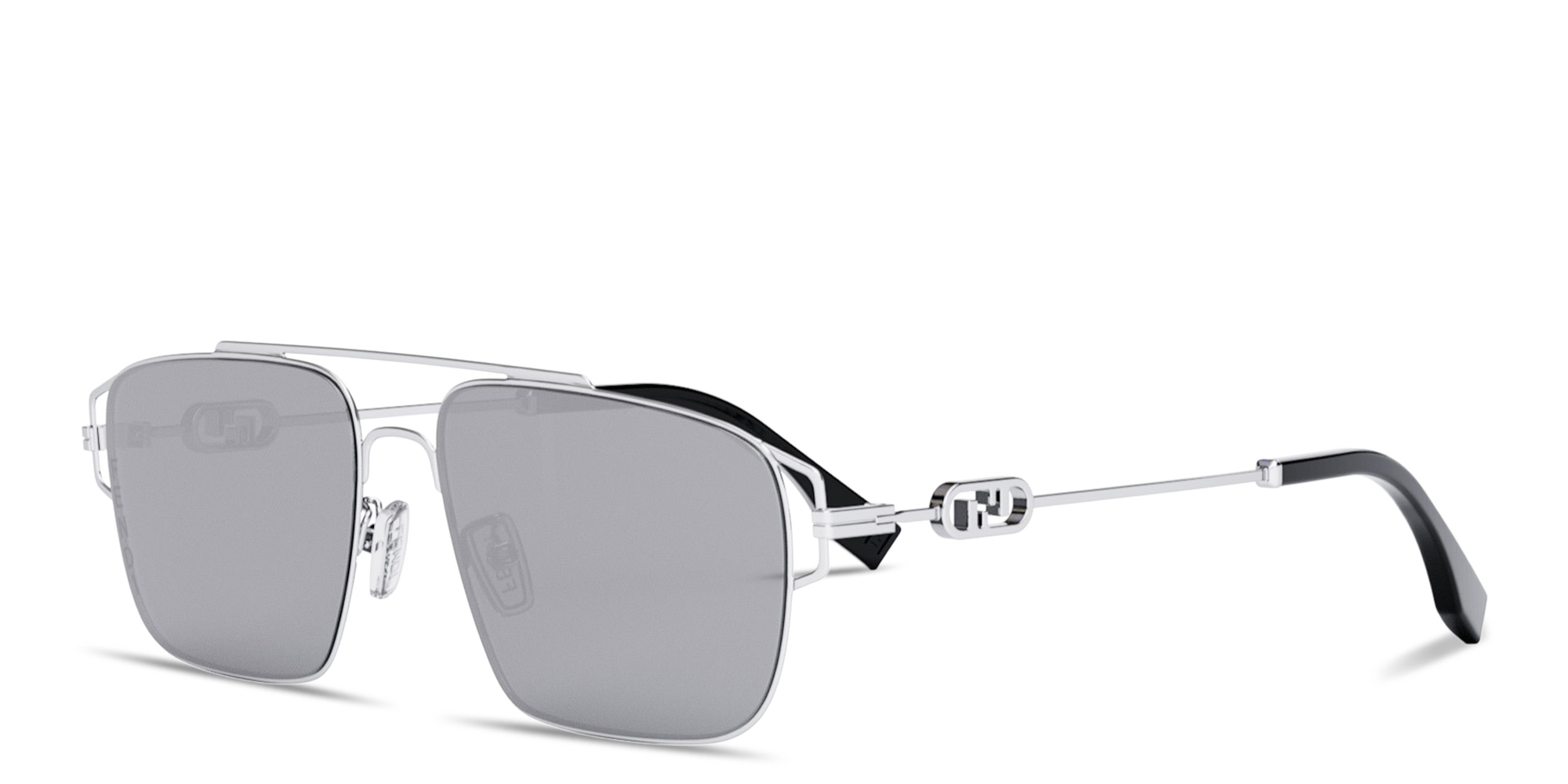 Shop FENDI O'Lock Square Sunglasses in Silver online.