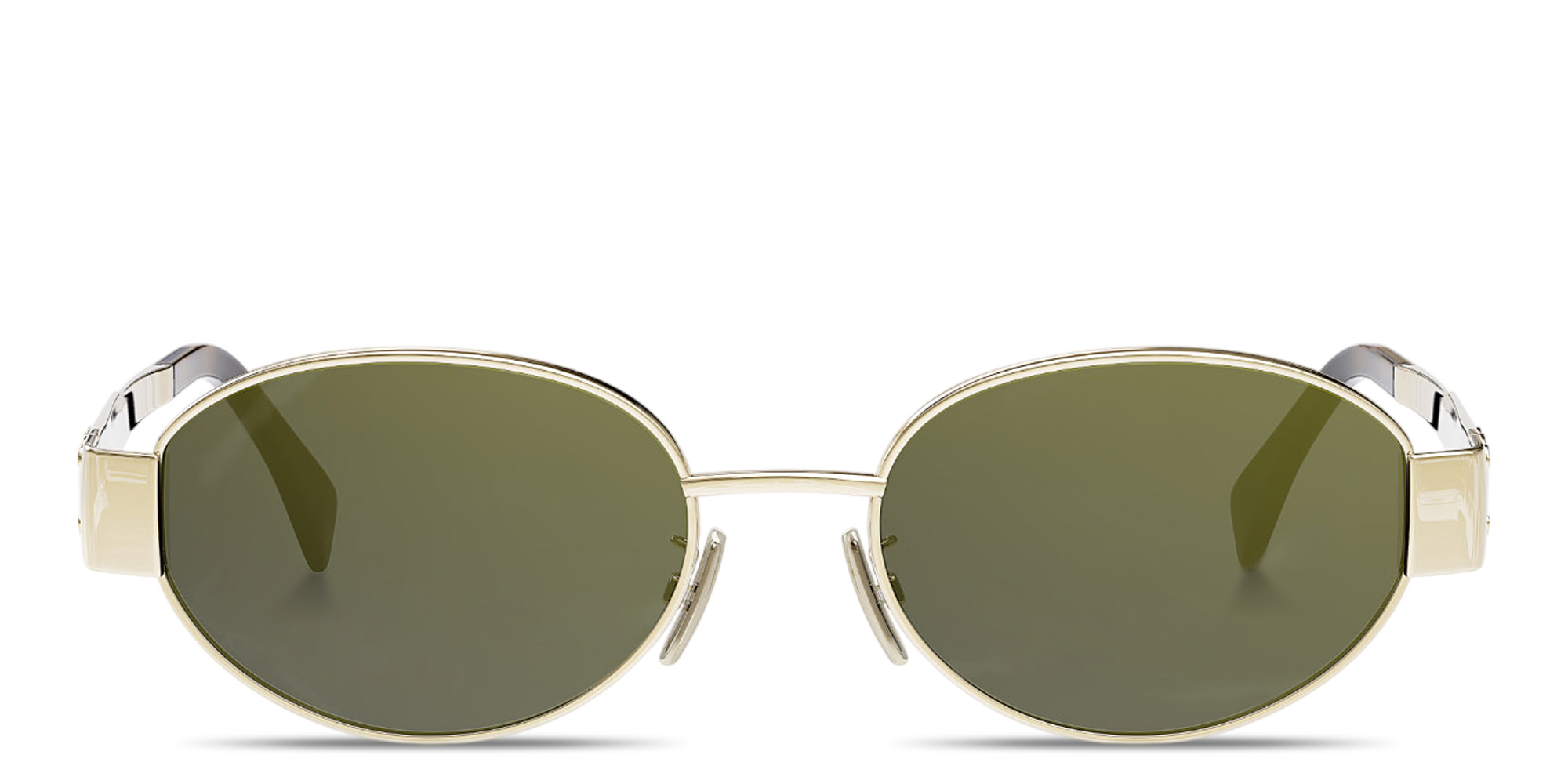 Shop CELINE Metal Triomphe Oval Sunglasses in Gold online.