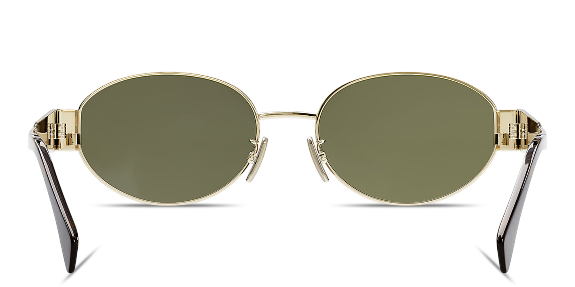 Shop CELINE Metal Triomphe Oval Sunglasses in Gold online.