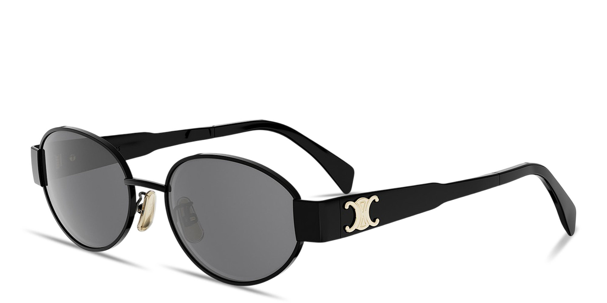 تسوق نظارات شمسية بيضاوية بشعار تريومف المعدني سيلين بلون أسود أونلاين.