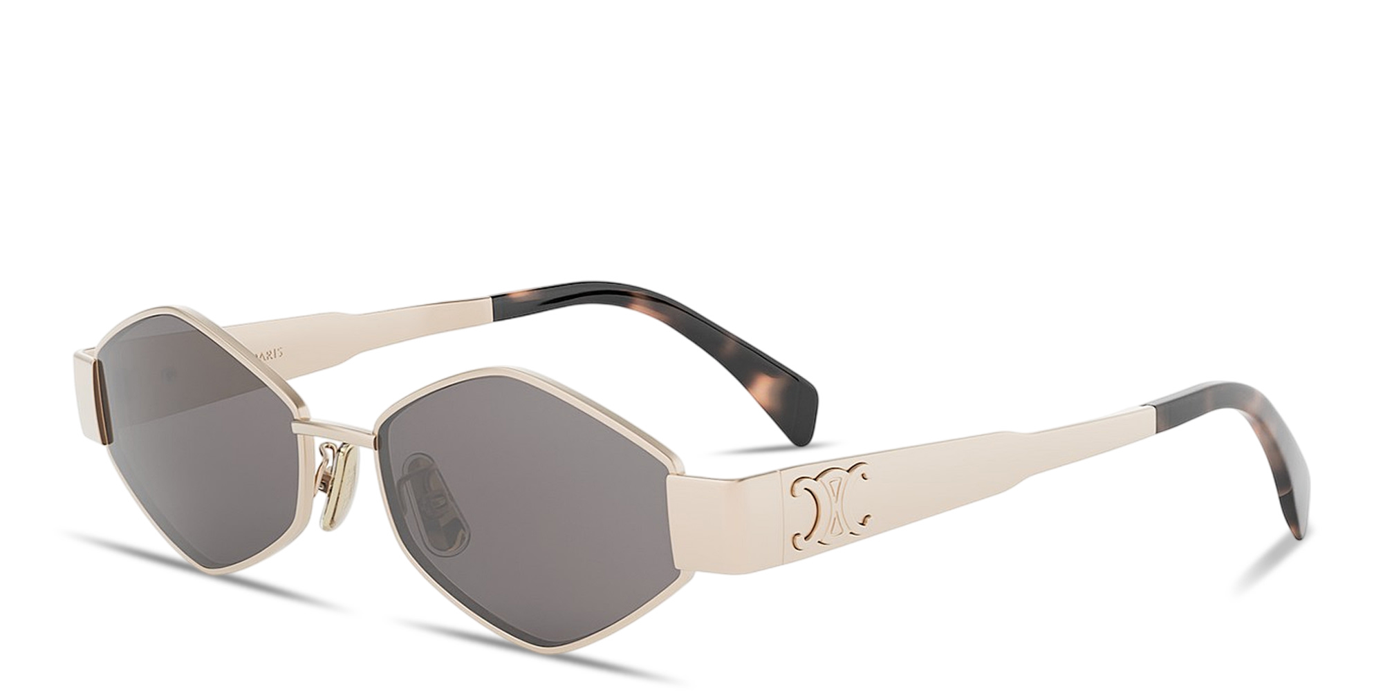 Shop CELINE Metal Triomphe Geometric Sunglasses in Rose Gold online.