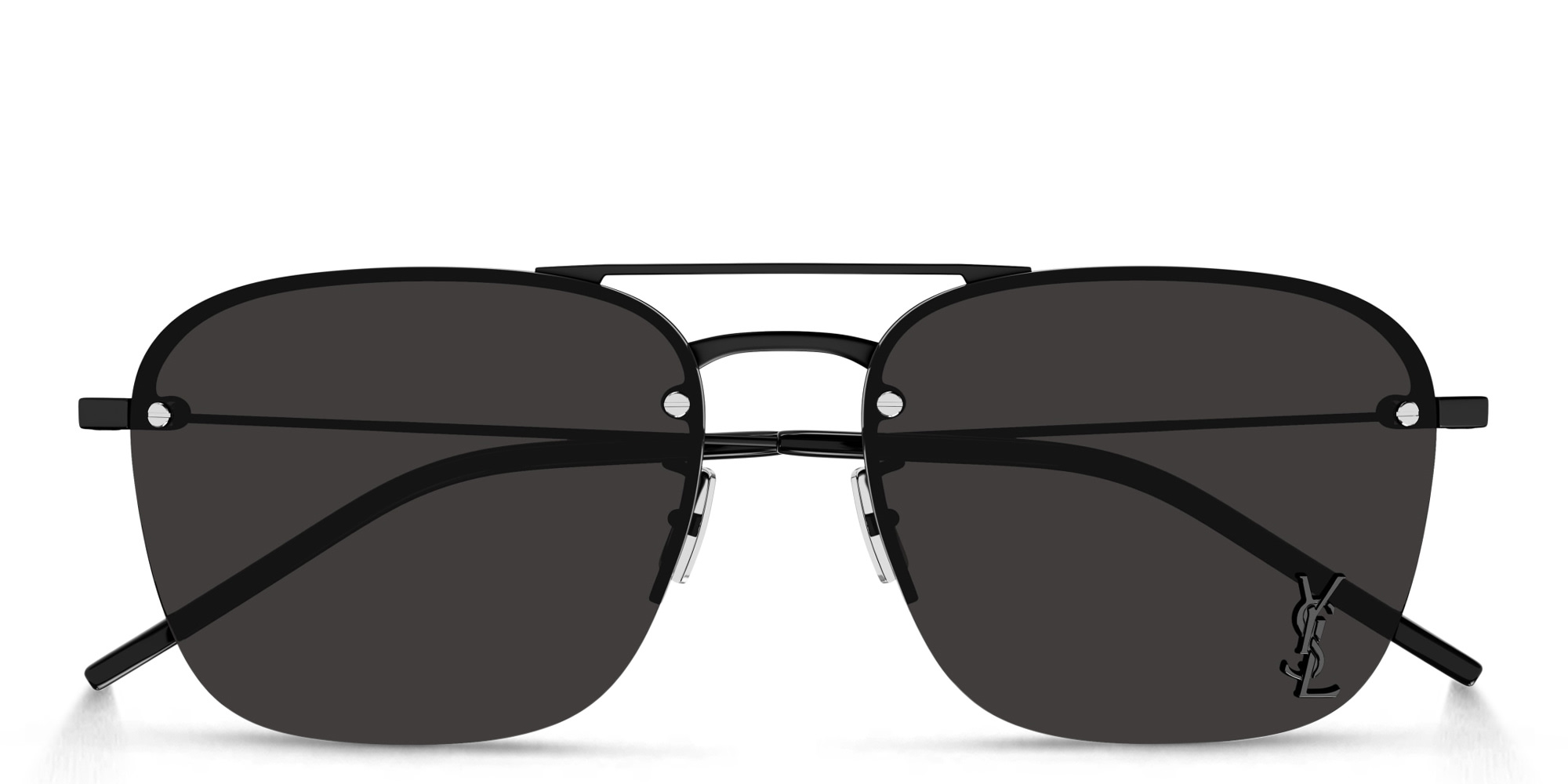 SAINT LAURENT Half-Rim Aviator Sunglasses in Black – Product Photo 1