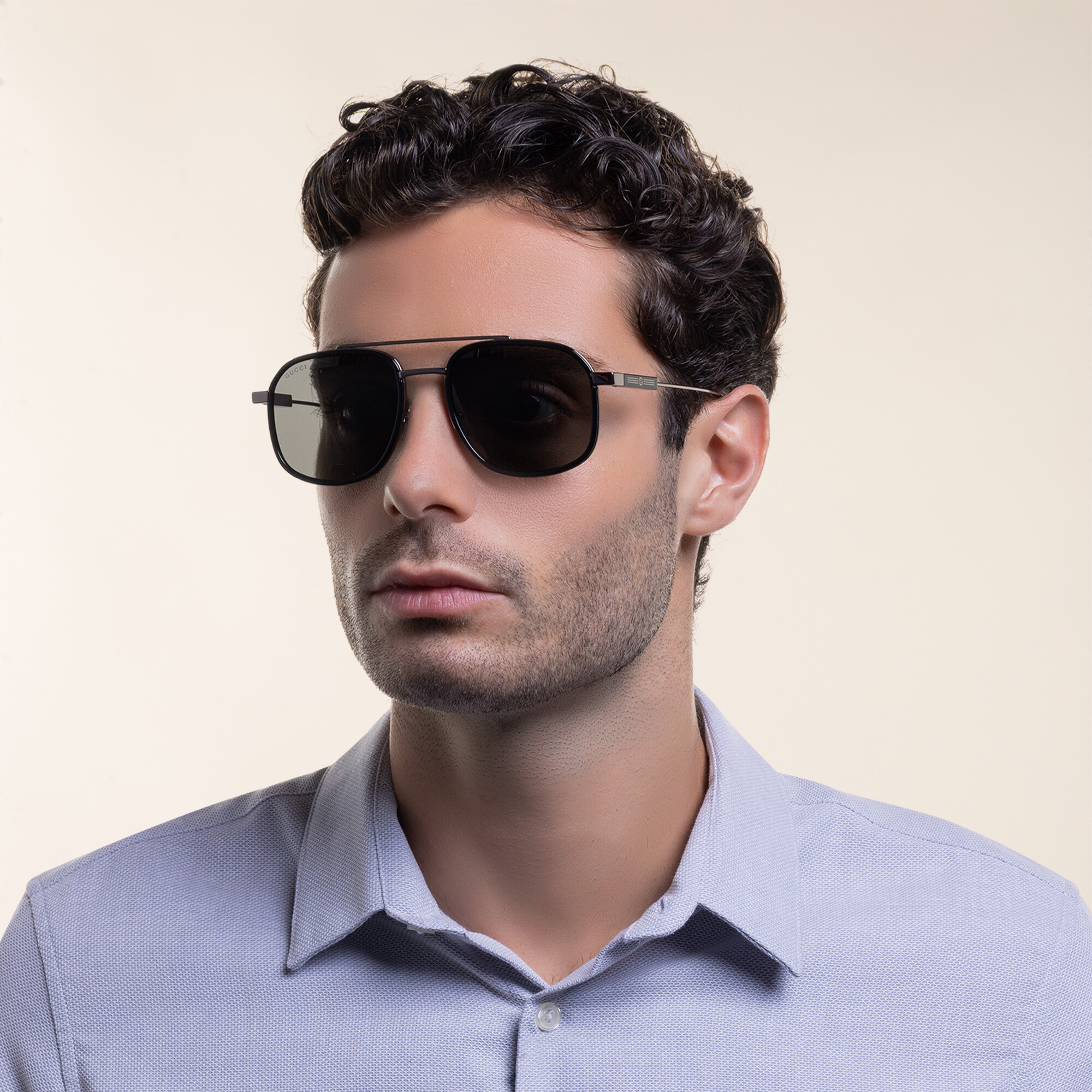 Shop GUCCI Aviator Sunglasses in Silver online.