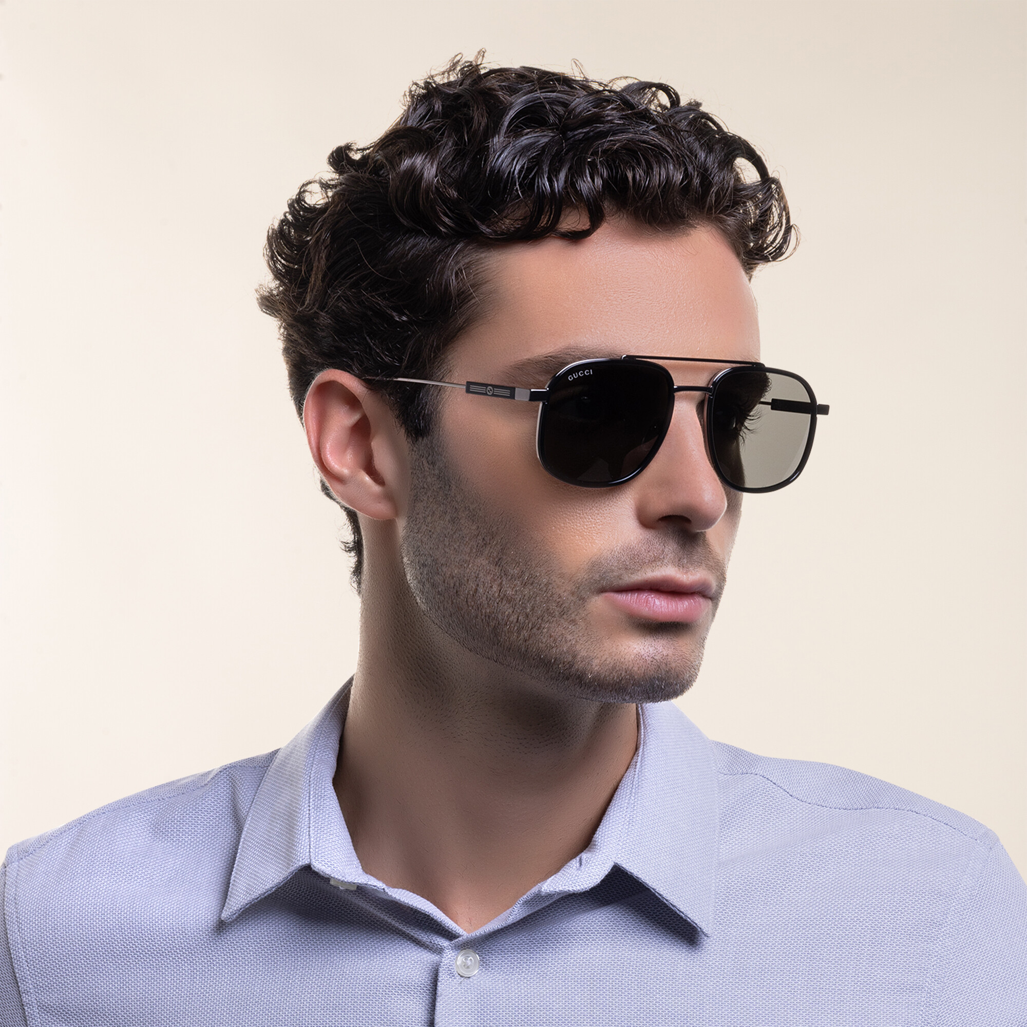 Shop GUCCI Aviator Sunglasses in Silver online.