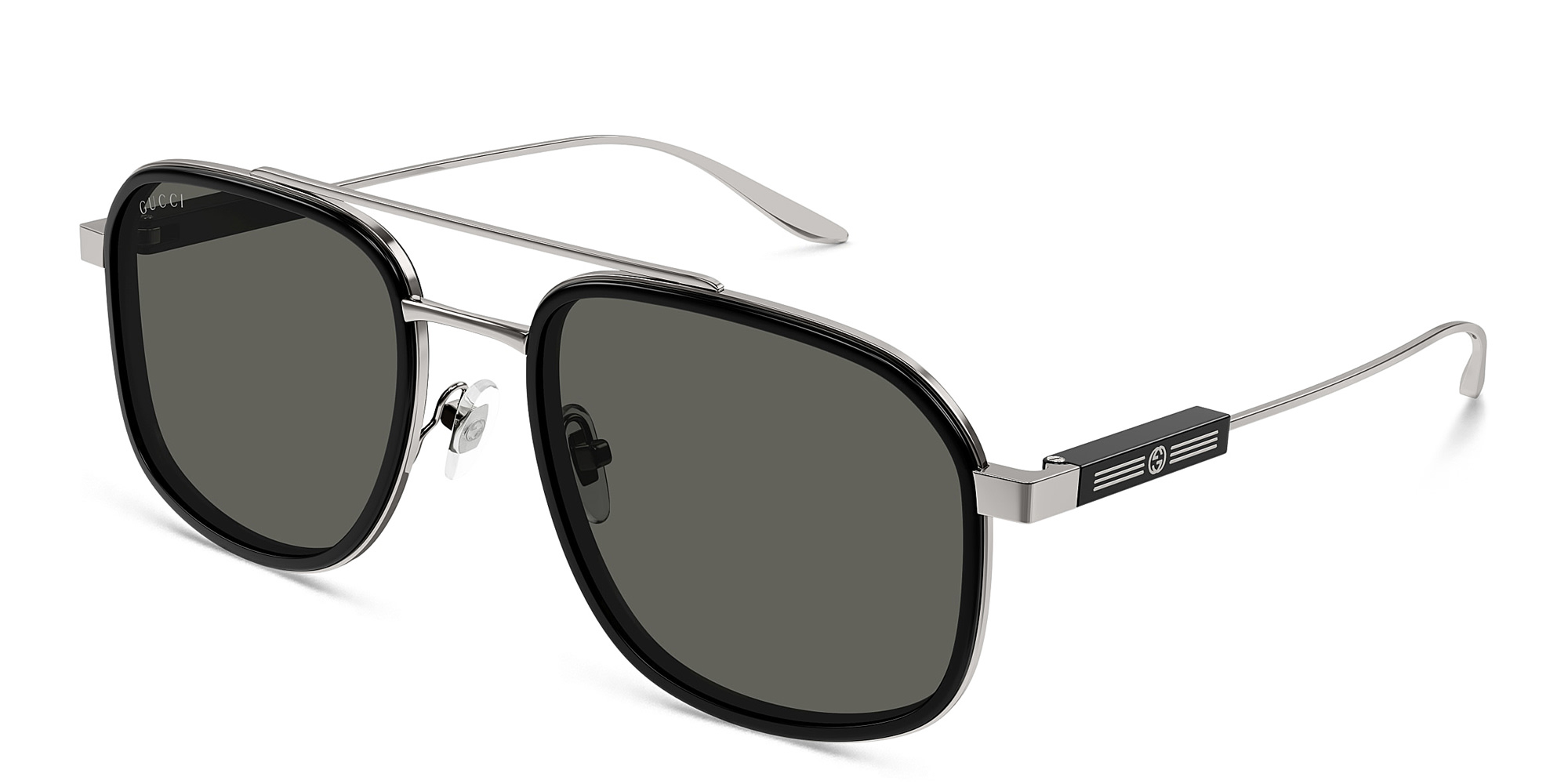 Shop GUCCI Aviator Sunglasses in Silver online.