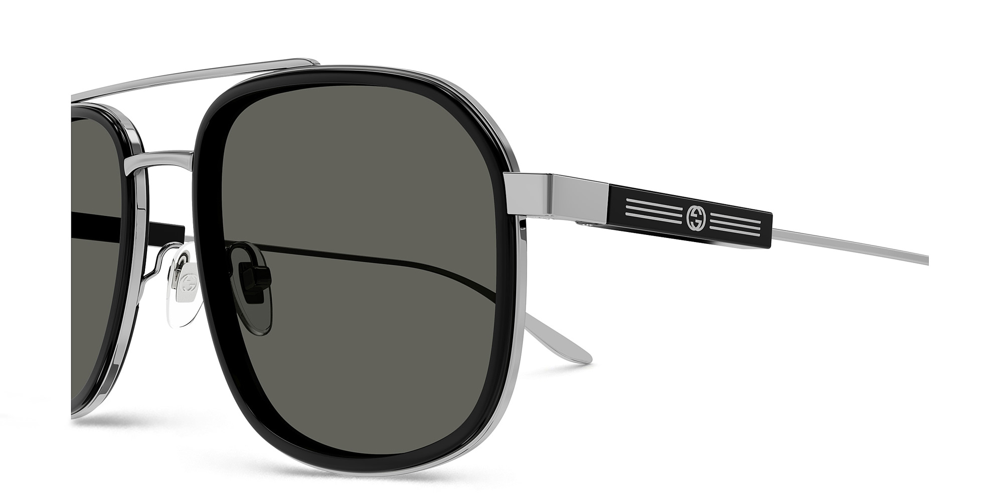 Shop GUCCI Aviator Sunglasses in Silver online.