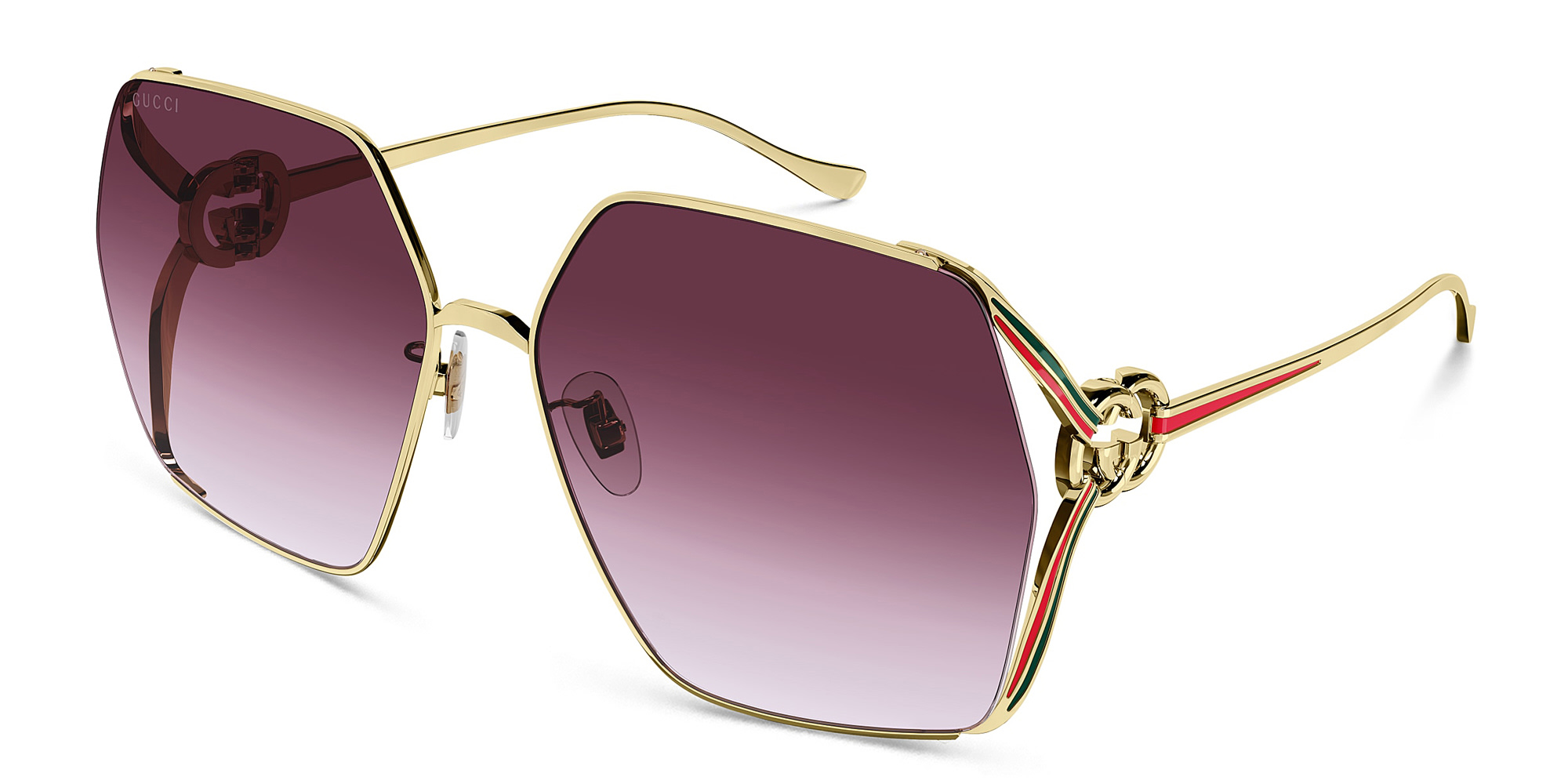 Shop GUCCI Oversized Irregular Sunglasses in Gold online.