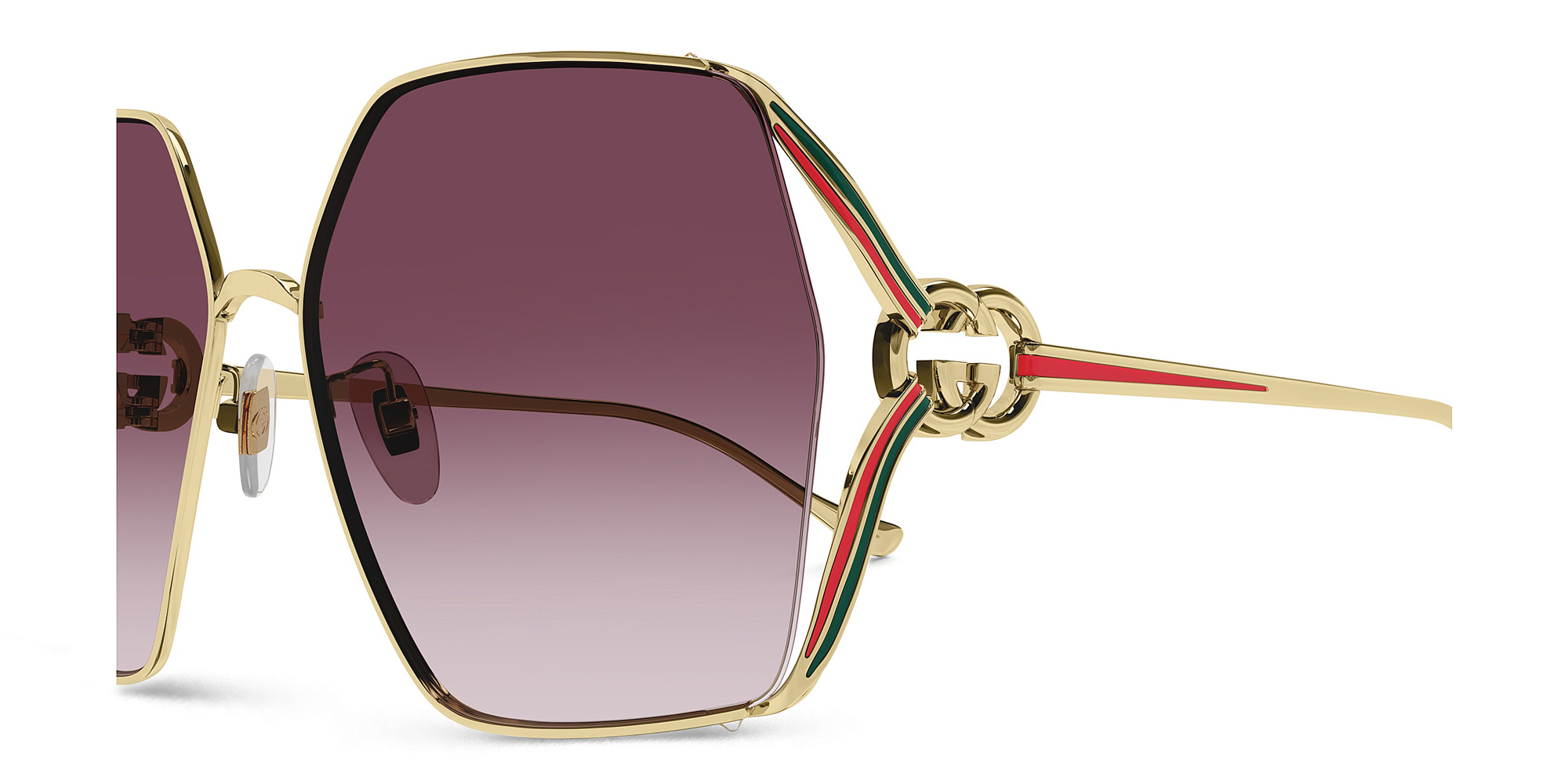 Shop GUCCI Oversized Irregular Sunglasses in Gold online.