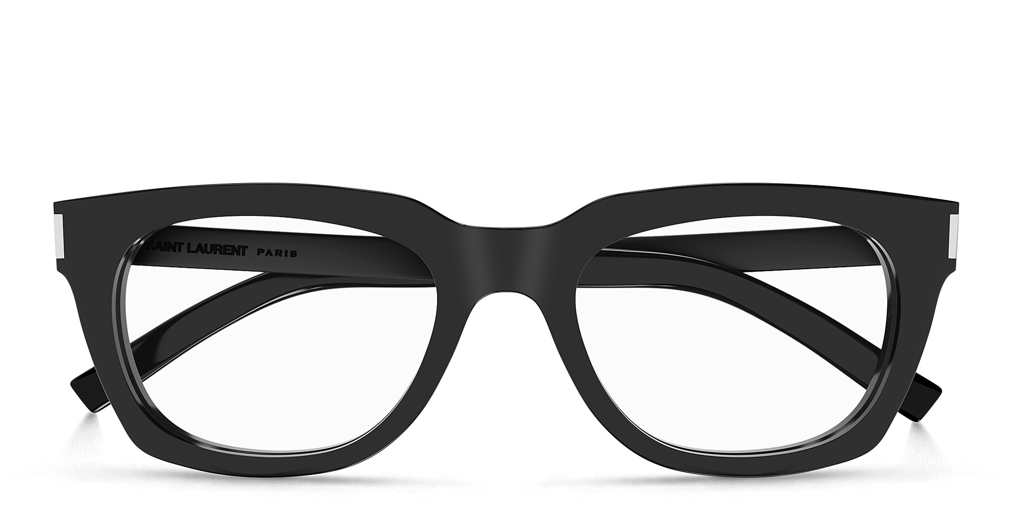 Shop SAINT LAURENT Unisex Rectangle Eyeglasses in Black online.